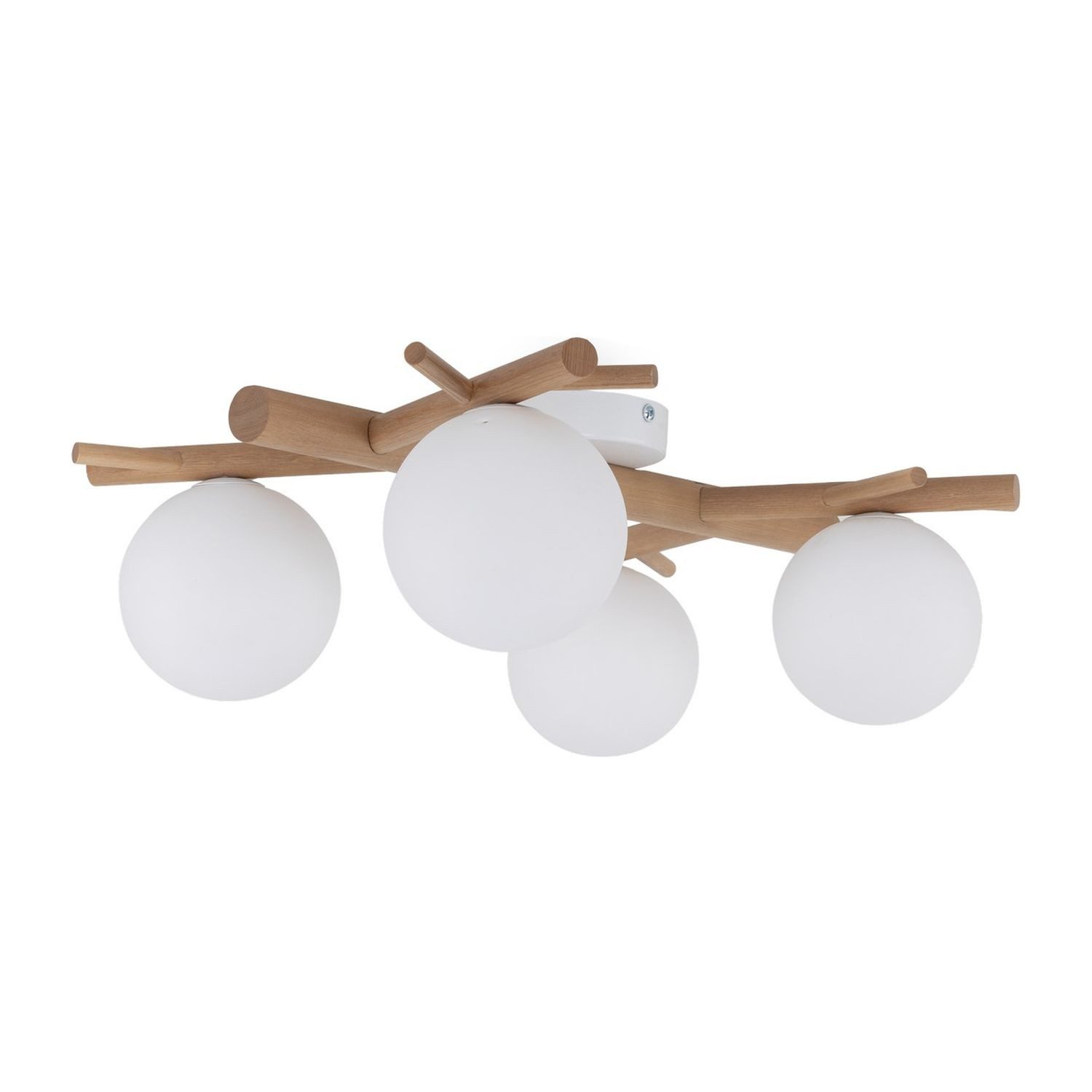 Licht-Erlebnisse Deckenleuchte GELYO, ohne Leuchtmittel, Glas Metall 70 cm breit Weiß Kiefer G9 4-flammig Kugel Schirm