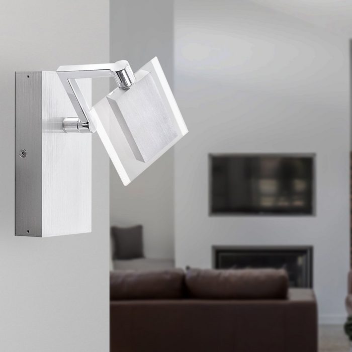 FISCHER & HONSEL LED Wandleuchte LED-Leuchtmittel fest verbaut Warmweiß Wandleuchte schwenkbar Wandlampe Glas Flurlampe Treppenhaus