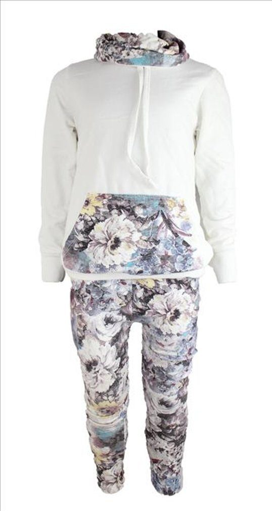 Girls Fashion Sweatanzug süßes Warmer Weiß Kombi Set, Mädchen Legging, K250 Sweat-Shirt + aus
