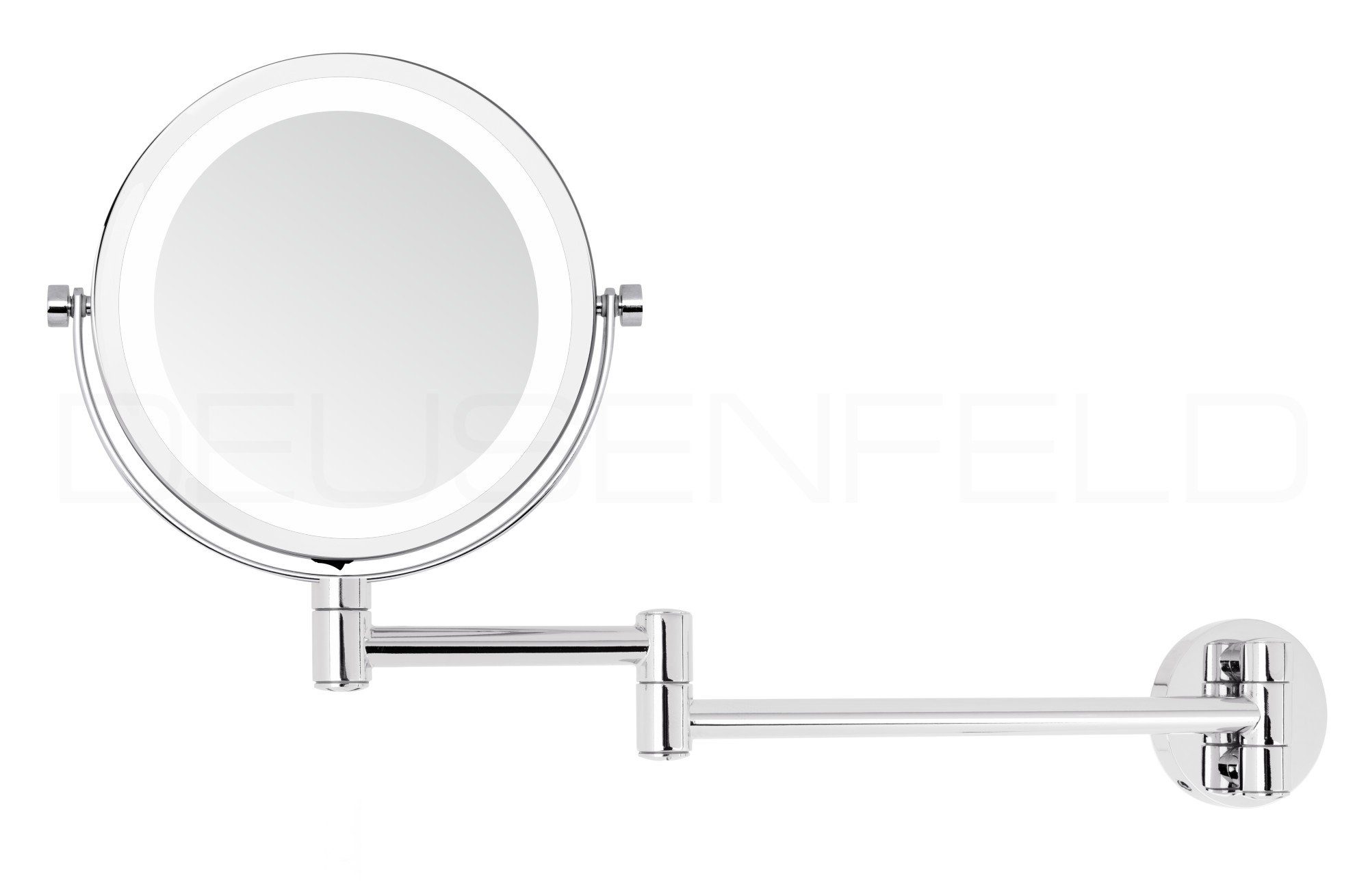DEUSENFELD Kosmetikspiegel Batterie LED Doppel Wand Kosmetikspiegel WL10CB, LED Beleuchtung, 10x-Vergrößerung + Normal, für 4xAAA Batterien