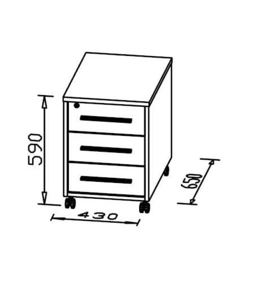 Maja Möbel Rollcontainer 1716 3-Schub, Edelbuche, Fronten weiß hochglanz günstig online kaufen