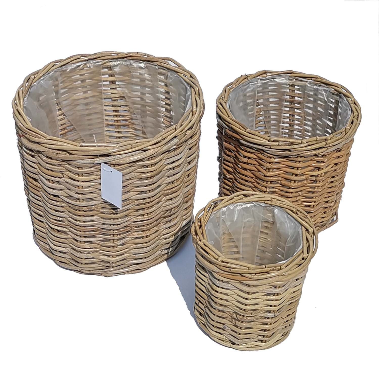 Casa Moro Flechtkorb Rattan Korb Siena rund mit Folie Blumenkorb Pflanzenko günstig online kaufen