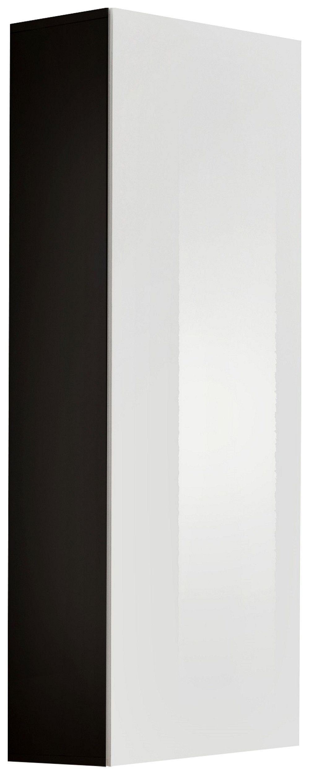 Stylefy Stauraumschrank FLI T40 rechts 126x40x29 cm (Wandregal, Wandschrank, Wohnmöbel) mit 2 Einlegeböden, mit Push-to-Open, Hochglanzfront, Design Modern, variabel hängbar Schwarz Matt / Weiß Hochglanz