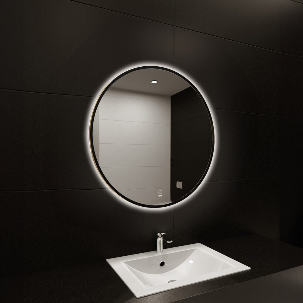 HOME DELUXE Badspiegel LED-Spiegel Rund DUBI - Beschlagfrei & Dimmbar, Badezimmerspiegel, Badspiegel mit Beleuchtung, Wandspiegel