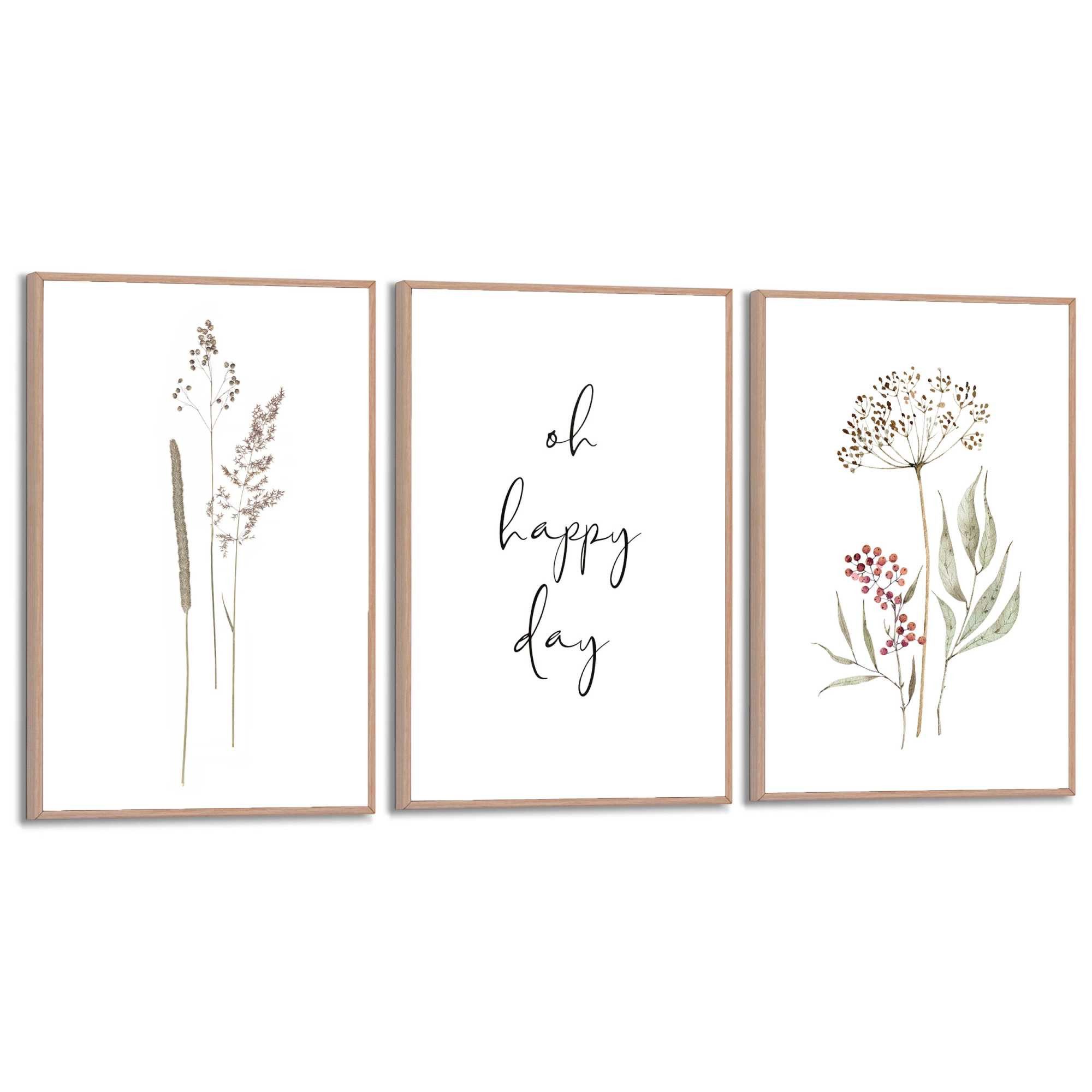 Reinders! Poster Getrocknete Blumen, Wohnzimmer - Beige - MDF - Blumen und Pflanzen - 20x30 cm