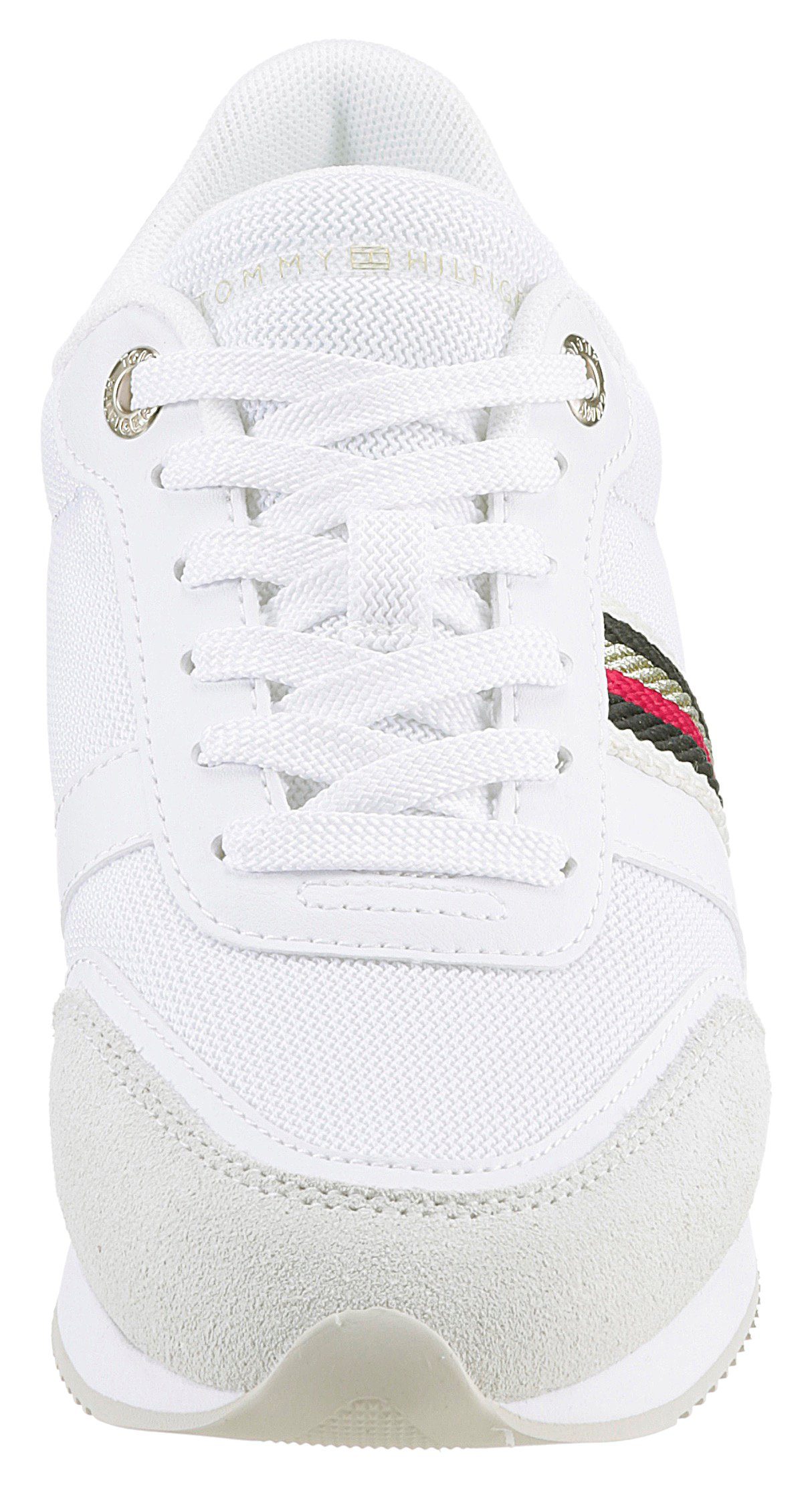 Streifen Sneaker in SNEAKER Tommy ESSENTIAL Tommy weiß-goldfarben Hilfiger COURT mit Farben