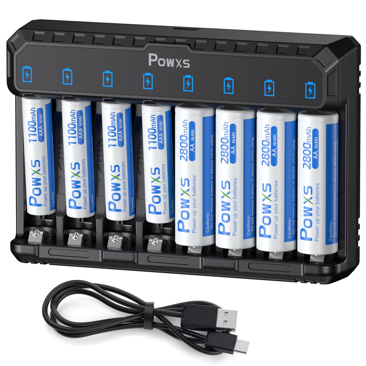 EBL Akku Ladegerät mit AAA Akku 8 Stück, Batterie-Ladegerät (für AAA AAA NI-MH NI-CD Akku Batterieladegerät)