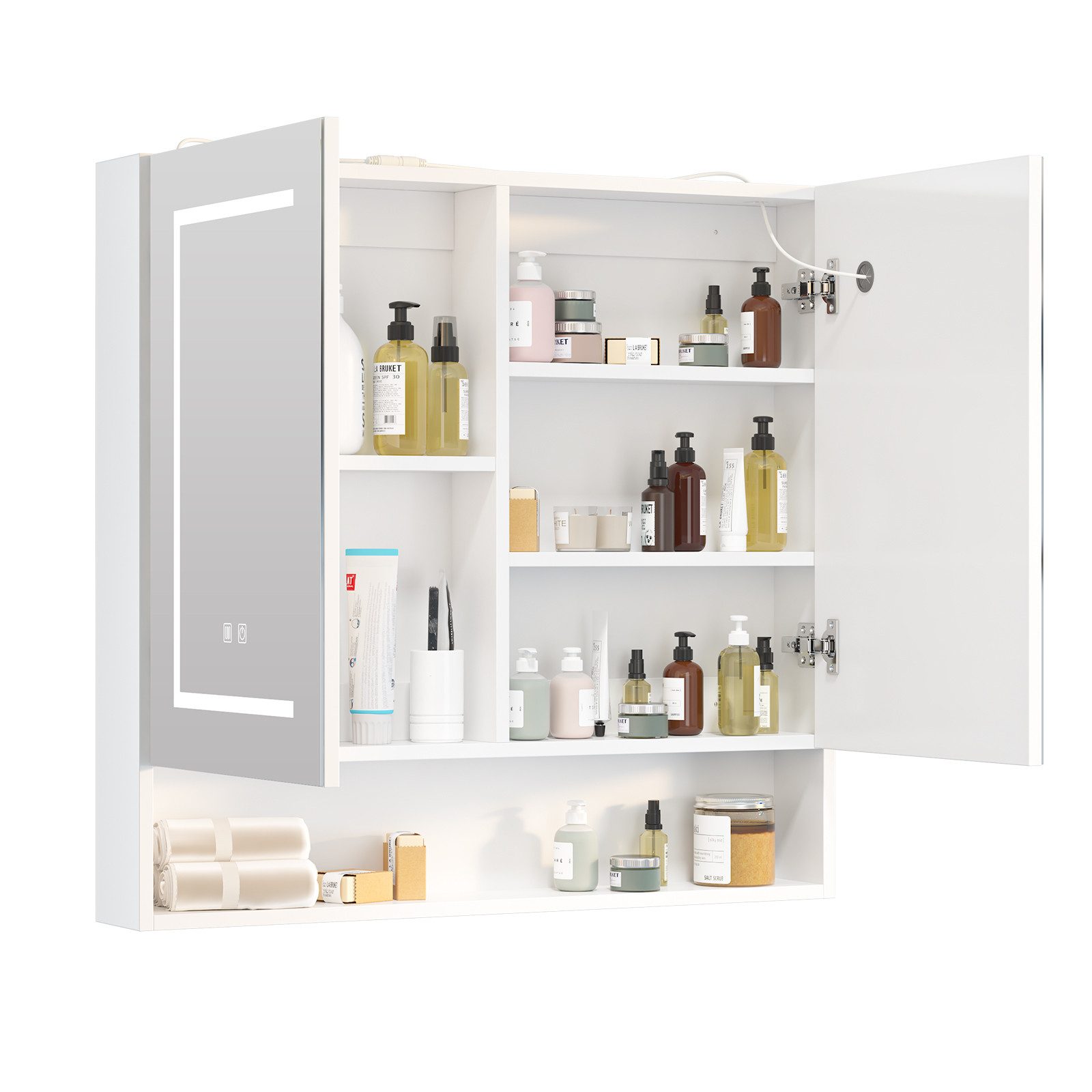 Badezimmerschrank Zur Wandmontage – Weißer Aufbewahrungsschrank 50,8 X 71,1 Cm Mit Verstellbarem Regalboden Für Bad & WC