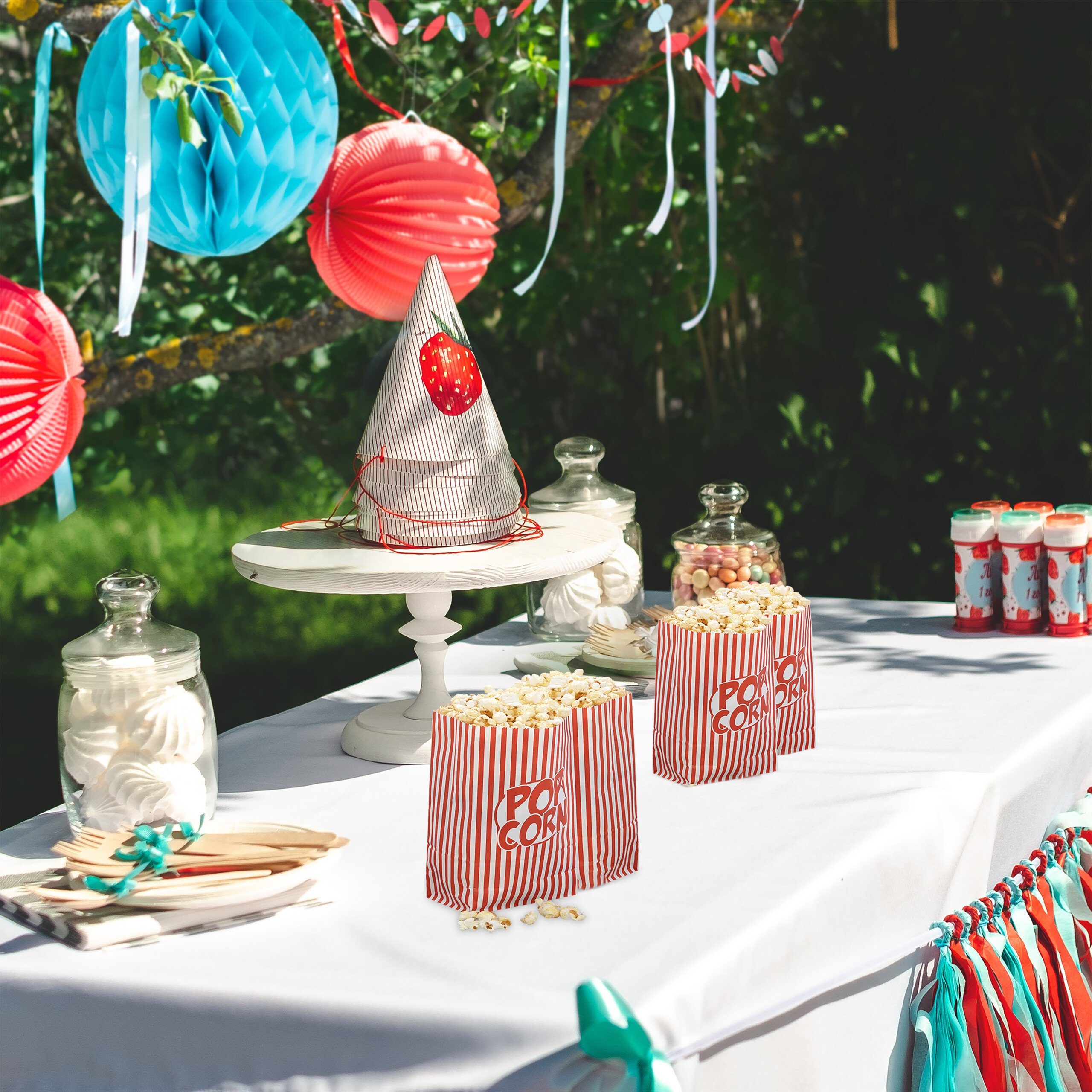 relaxdays Snackschale Retro Popcorntüten 48er Set, Papier
