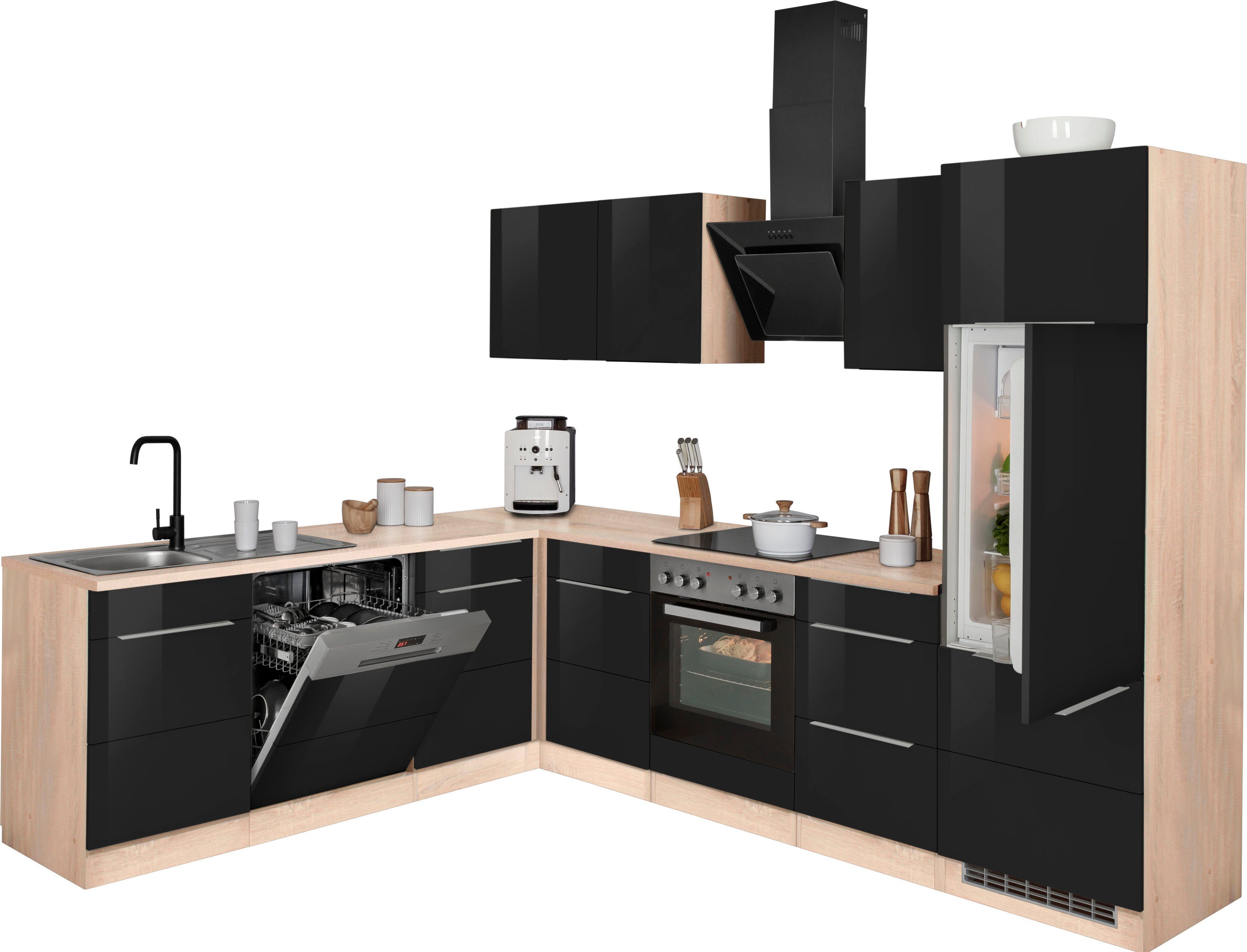 KOCHSTATION Winkelküche KS-Brindisi, Stellbreite 220/280 cm, wahlweise mit E-Geräten, mit MDF-Fronten
