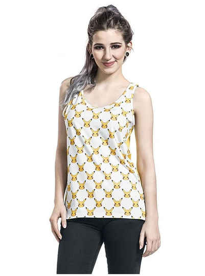POKÉMON Tanktop Pikachu Tank T-Shirt Damen Sommer Top XS S M L XL WEISS - GELB
