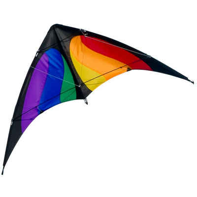CiM Flug-Drache NUNCHAKU Rainbow MUSTHAVE, 140x70cm inkl. Lenkschnüre in praktischer Transporttasche