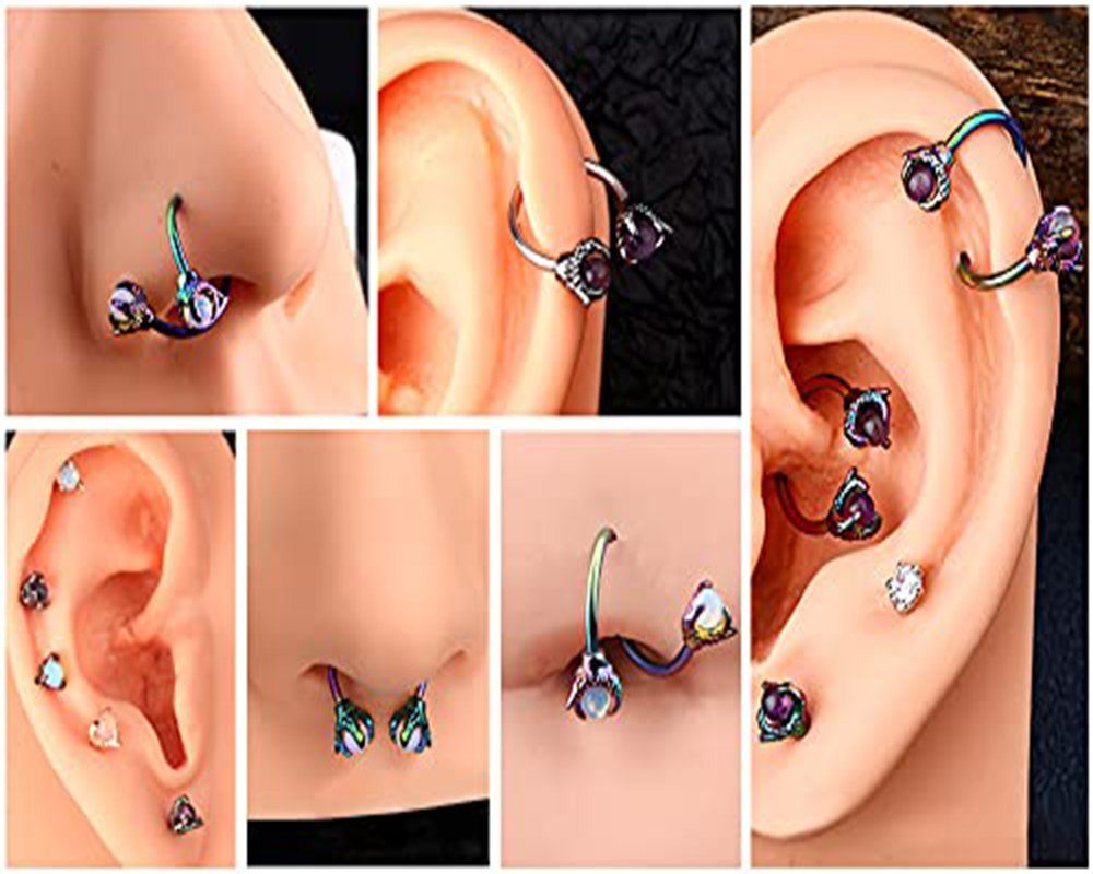 Haiaveng Piercing-Set Helix-Ohrring aus 316L-Edelstahl, für Knorpel, Lippen,Bauchnabel, and Ohrring für Drachenkralle Damen Herren