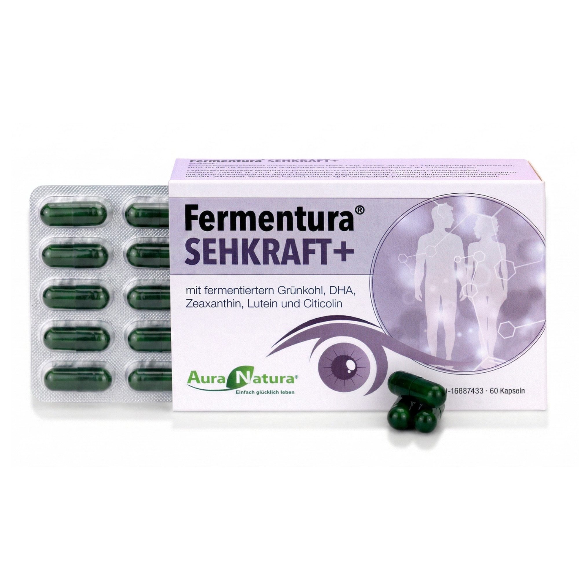 Aura Natura Fermentura® SEHKRAFT Plus - Lutein Zeaxanthin Kapseln - Augen Vitamine Kapseln, 1 er Packung à 60 St., Augenvitamine