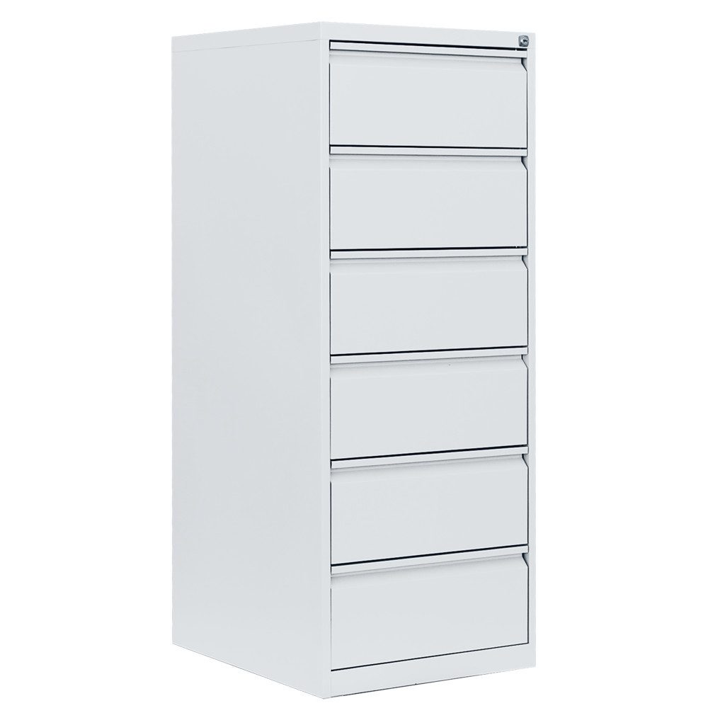 Steelboxx Karteikasten Karteikartenschrank DIN A5 zweibahnig 6 Schubladen Weiß (1 St), Komplett verschweißt und montiert - keine Montage erforderlich