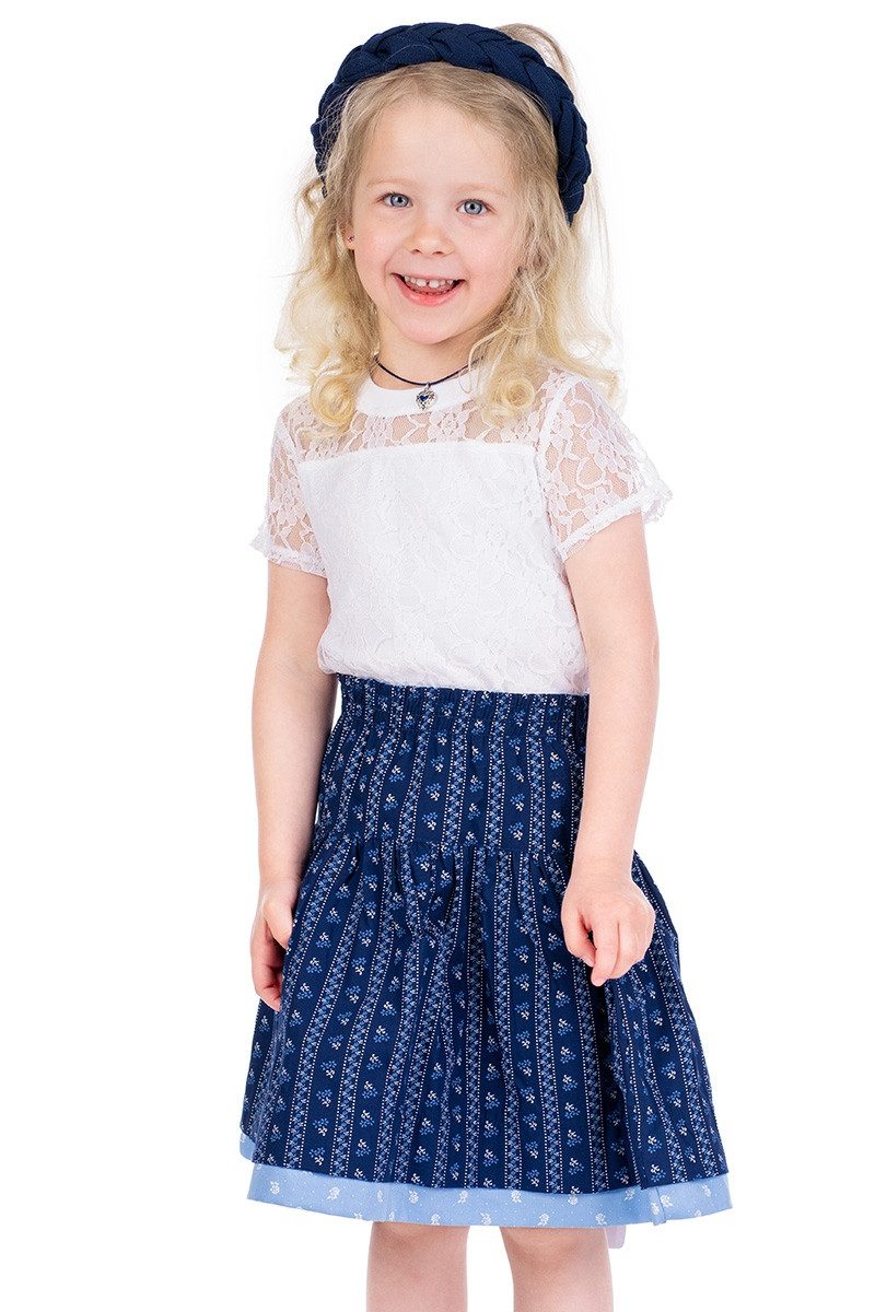 Isar-Trachten Trachtenkleid Mädchen Rock - VANDA - blau/hellblau