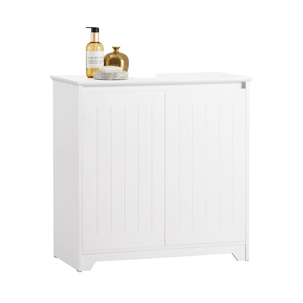SoBuy Waschbeckenunterschrank mit 2 Türen Holz Weiß 60 cm BZR108-W günstig online kaufen