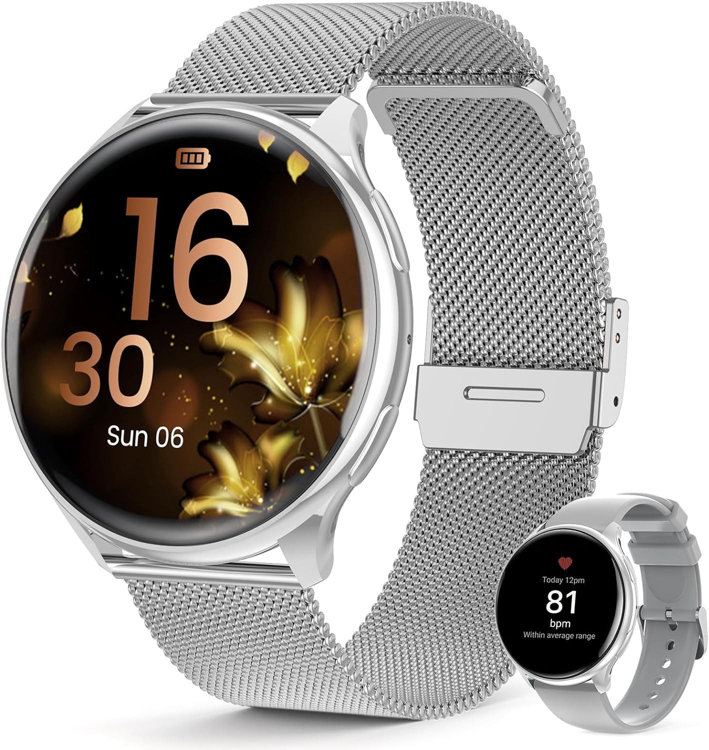 Damen's Telefonfunktion IP68 Wasserdichter Fitness-Tracker Smartwatch