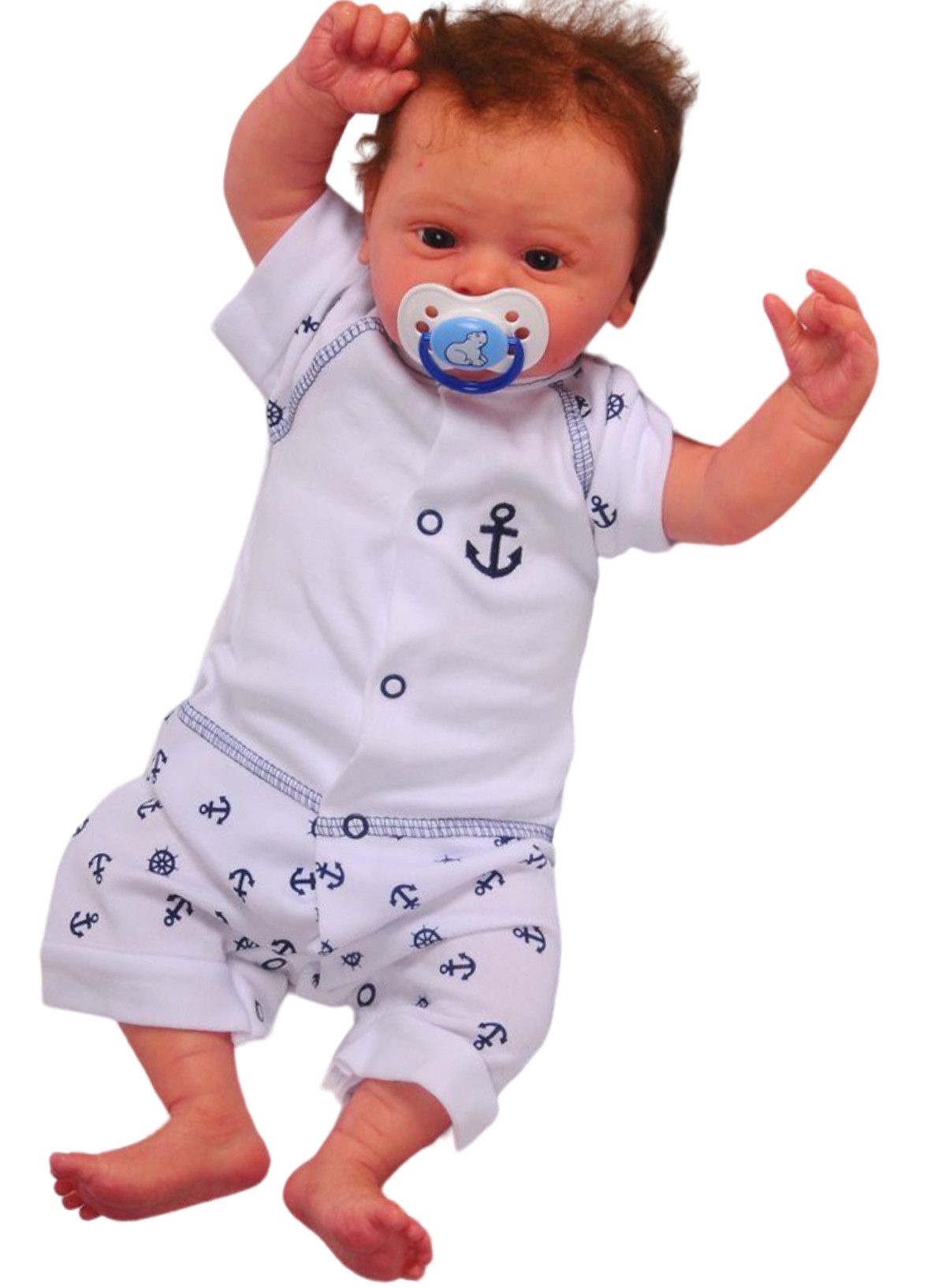 Spieler Baby Romper in Blau mit Ankermuster kurzer Strampler