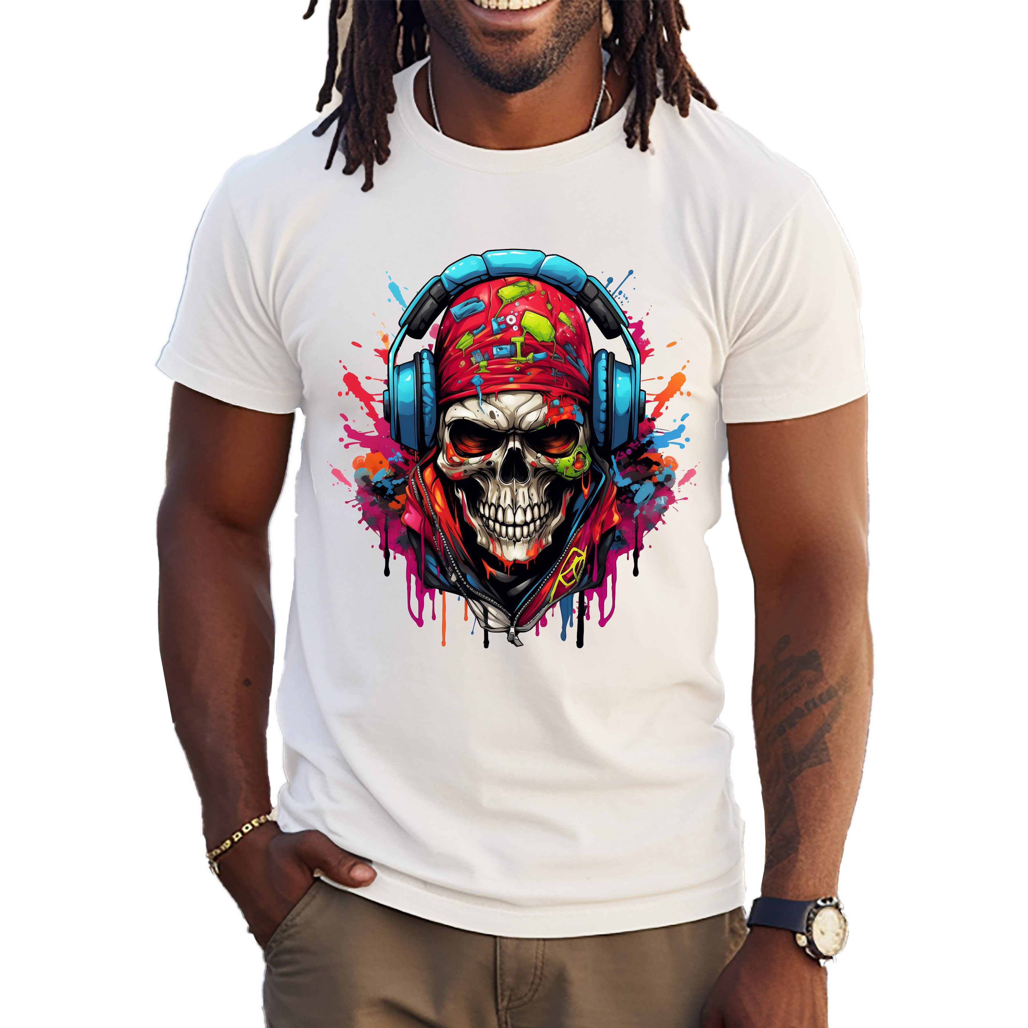 Banco T-Shirt Stylischer Skeletten_Kopf Rundhalsausschnitt Herren Größen S - 5XL