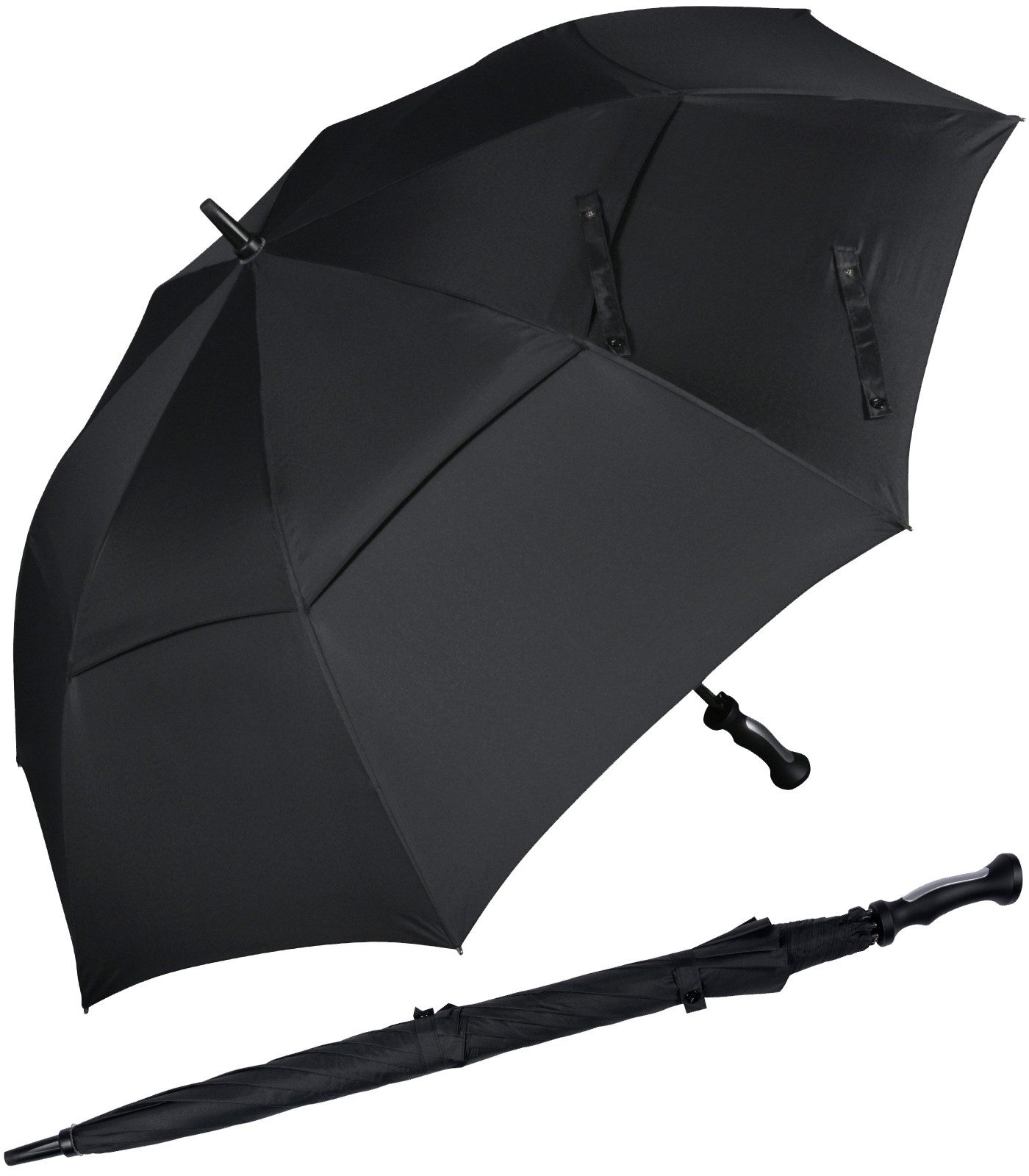 iX-brella Stockregenschirm XXL 130 cm Durchmesser mit Ventilationsbezug uni, sehr groß mit Auf-Automatik