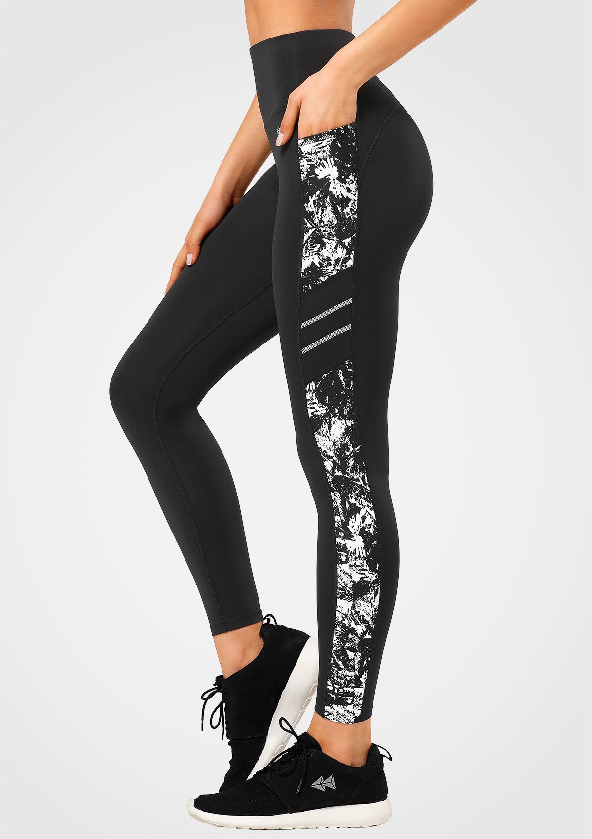 Yvette Leggings Printed Damen Sporthose mit Tache Blickdicht high waist 314C06