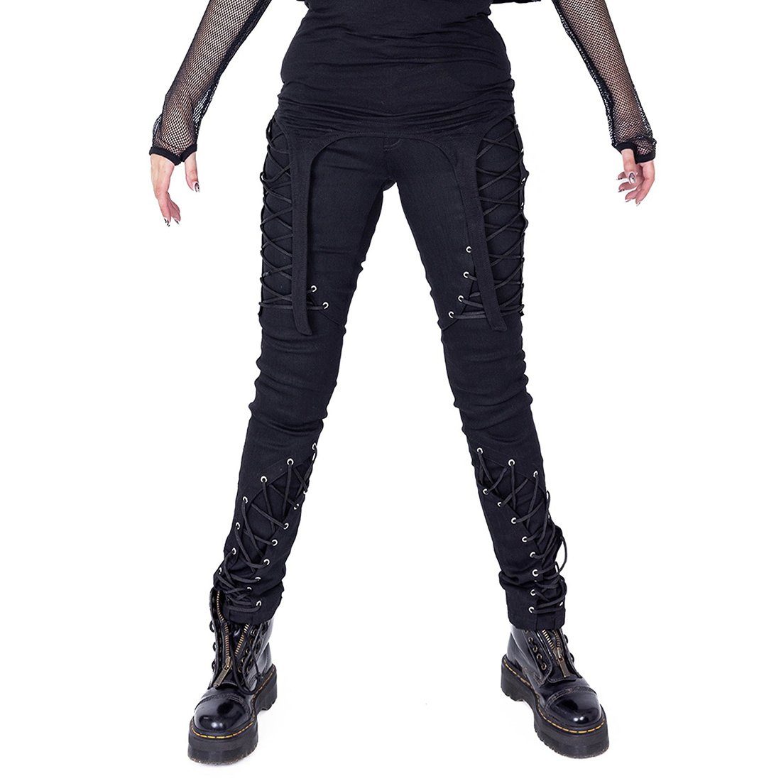 Vixxsin Stoffhose Zayla Gothic Pants Schnürung Trousers Industrial Goth