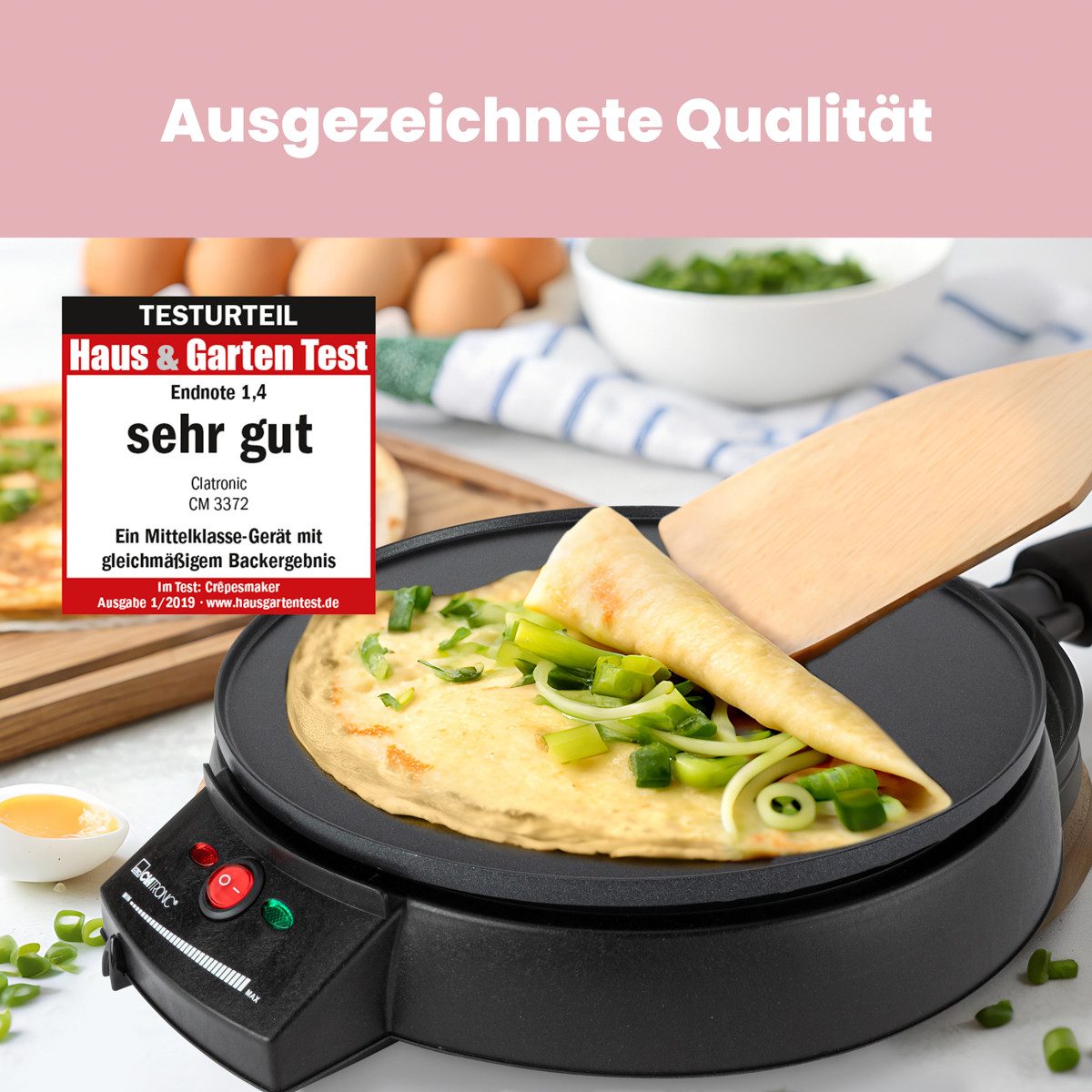 CLATRONIC Crêpesmaker CM 3372, Crepes Maker mit Ø 29 cm inkl. Teigverteiler