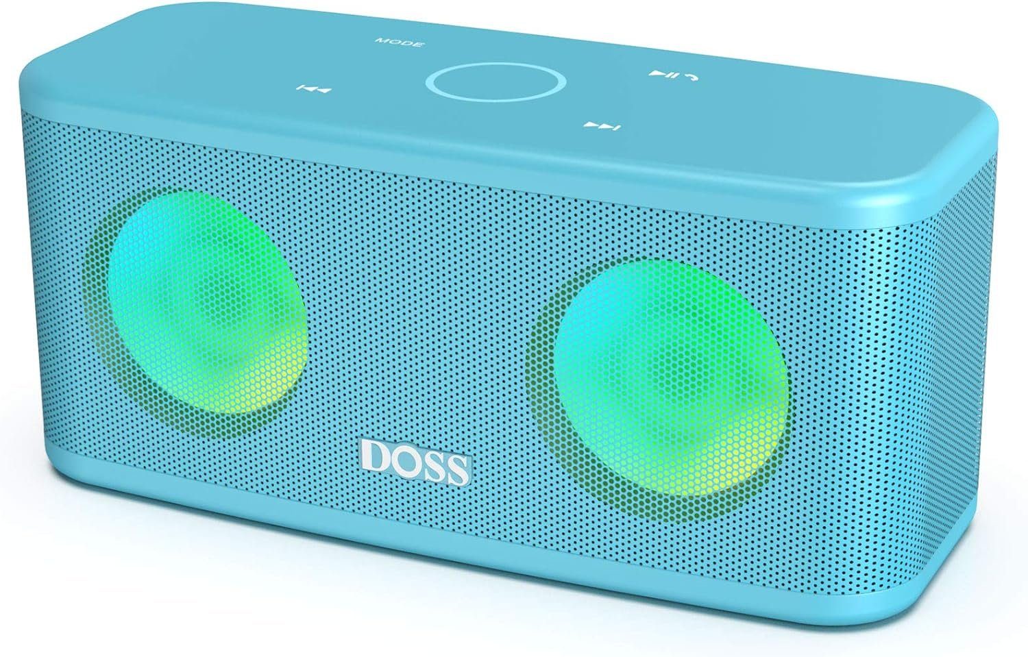 Wasserdicht) Lautsprecher Stereo 20h Wireless Touch-Steuerung, DOSS (Bluetooth, 16 IPX5 Akku Dual-Bass W, Lichter, Musikbox