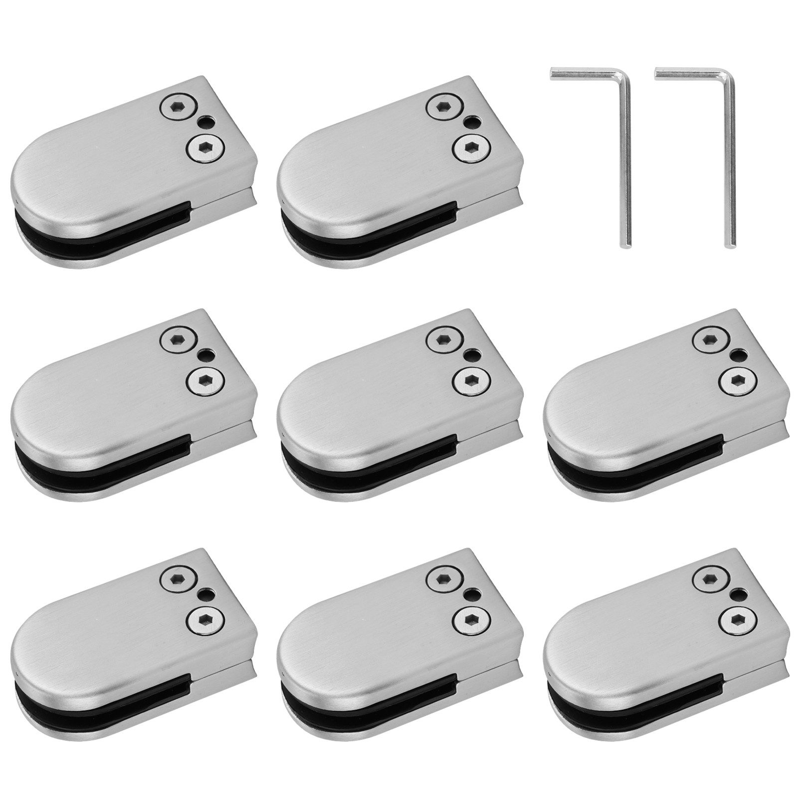 BlingBin Glaszaun Glasklemme, 6–7 mm runde Glasklemme, verstellbare Halterung, (1er Set, 8-St., 8tlg), flache Rückseite für Balustraden, Treppengeländer, 8 Stück