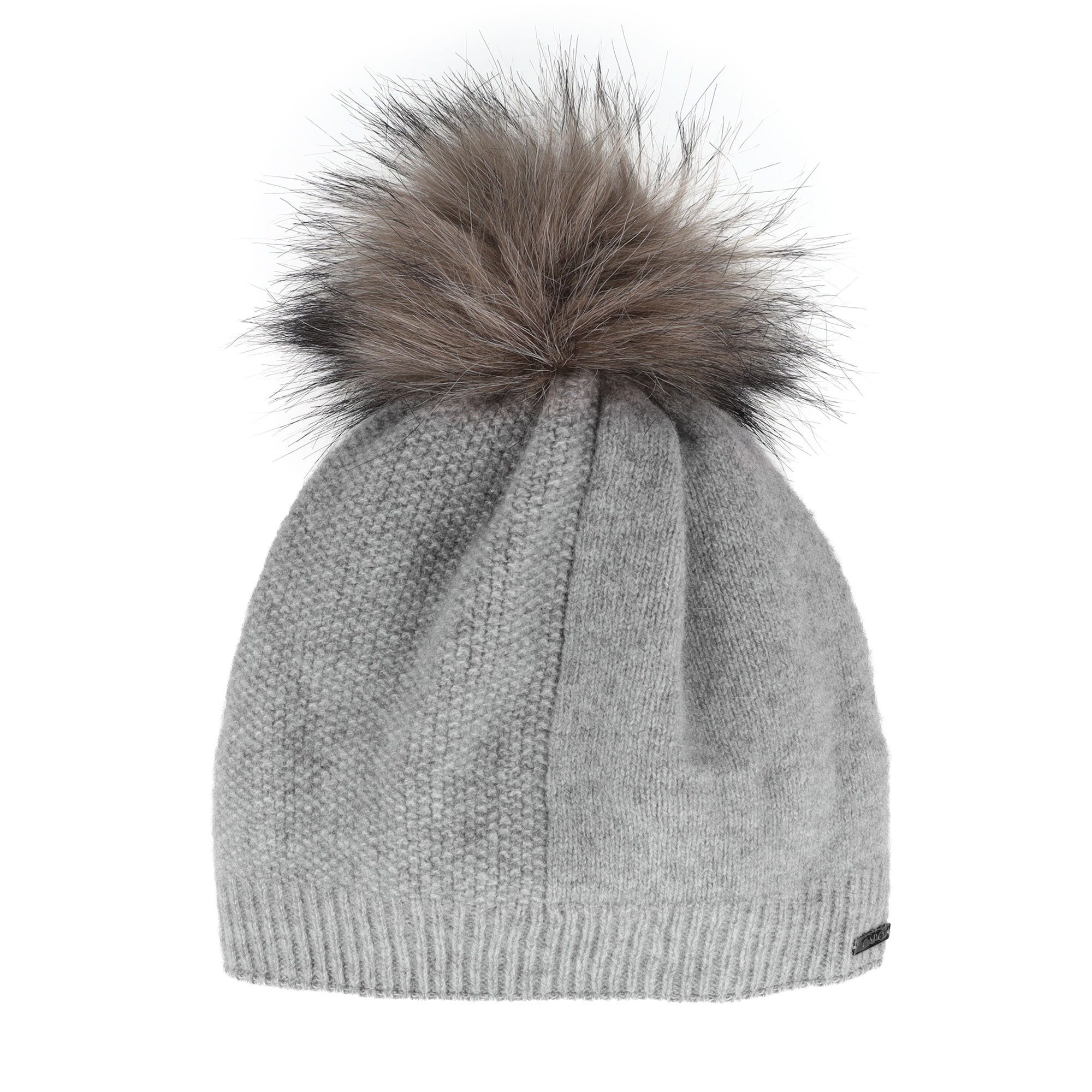 CAPO Strickmütze Wintermütze, Kaschmir-Wolle-Mischung, Futter, Fake-Fur, Struktur