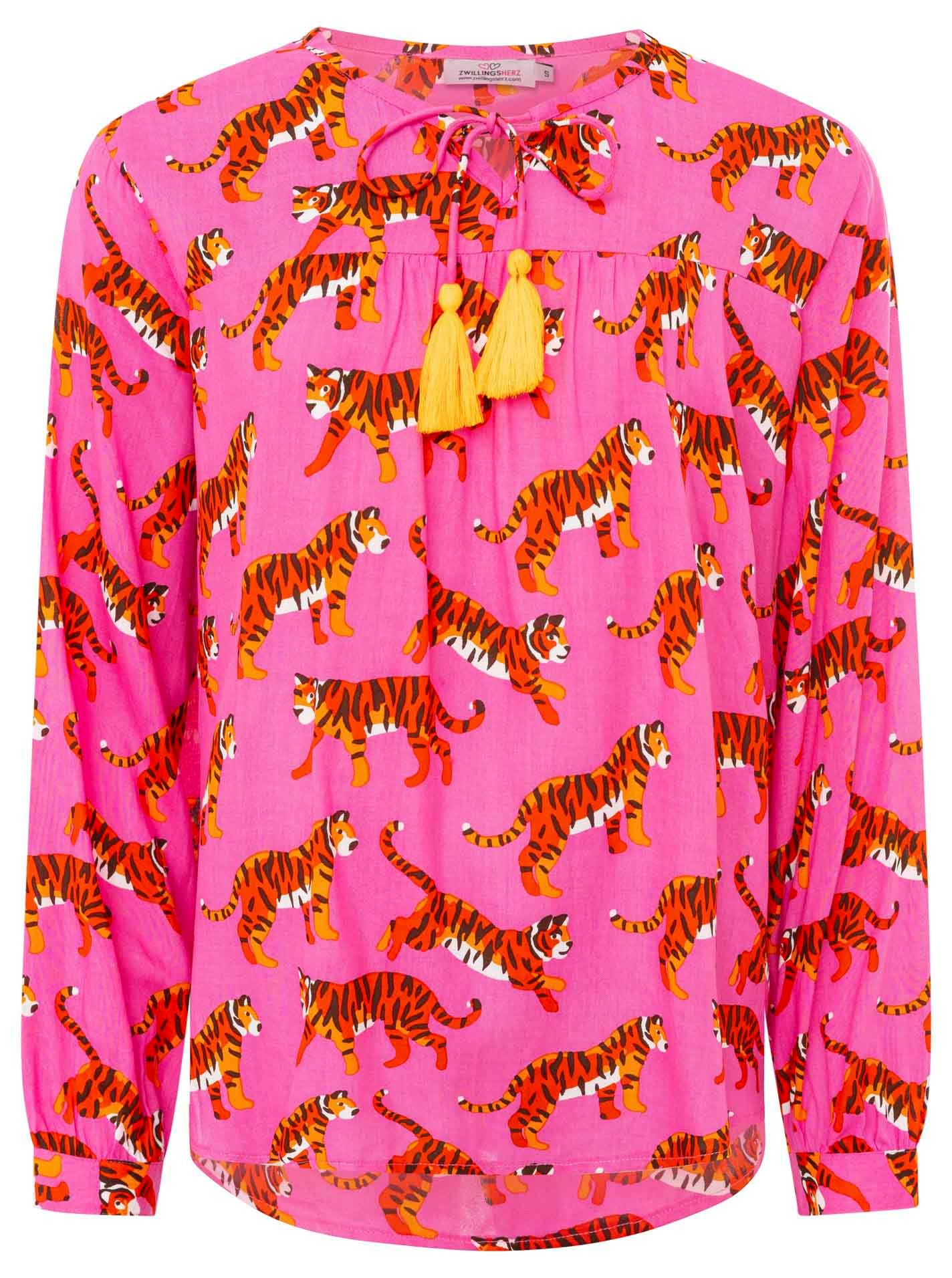 Zwillingsherz Klassische Bluse Trendy Tiger / Lovely Leopard Tasseln