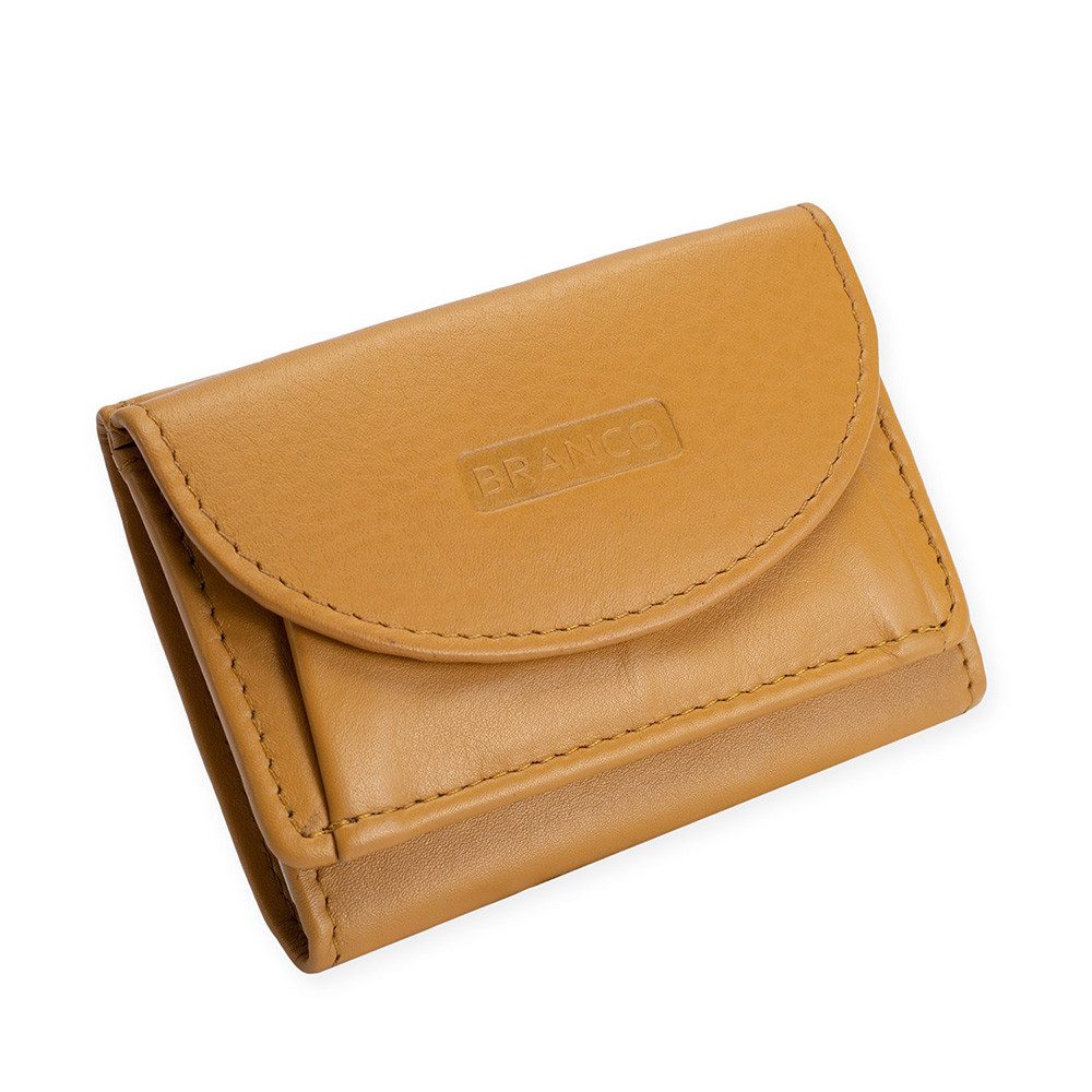 BRANCO Mini Geldbörse Kleine Geldbörse / Mini-Portemonnaie, Leder Curry-Gelb, Branco 31105