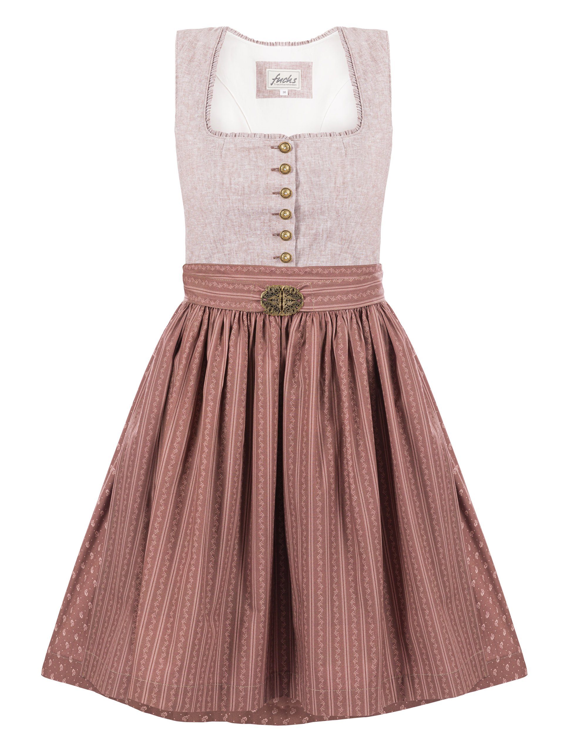 Trachten24.de Dirndl Midi Dirndl Vicki braun (2-tlg) Rockteil 65cm