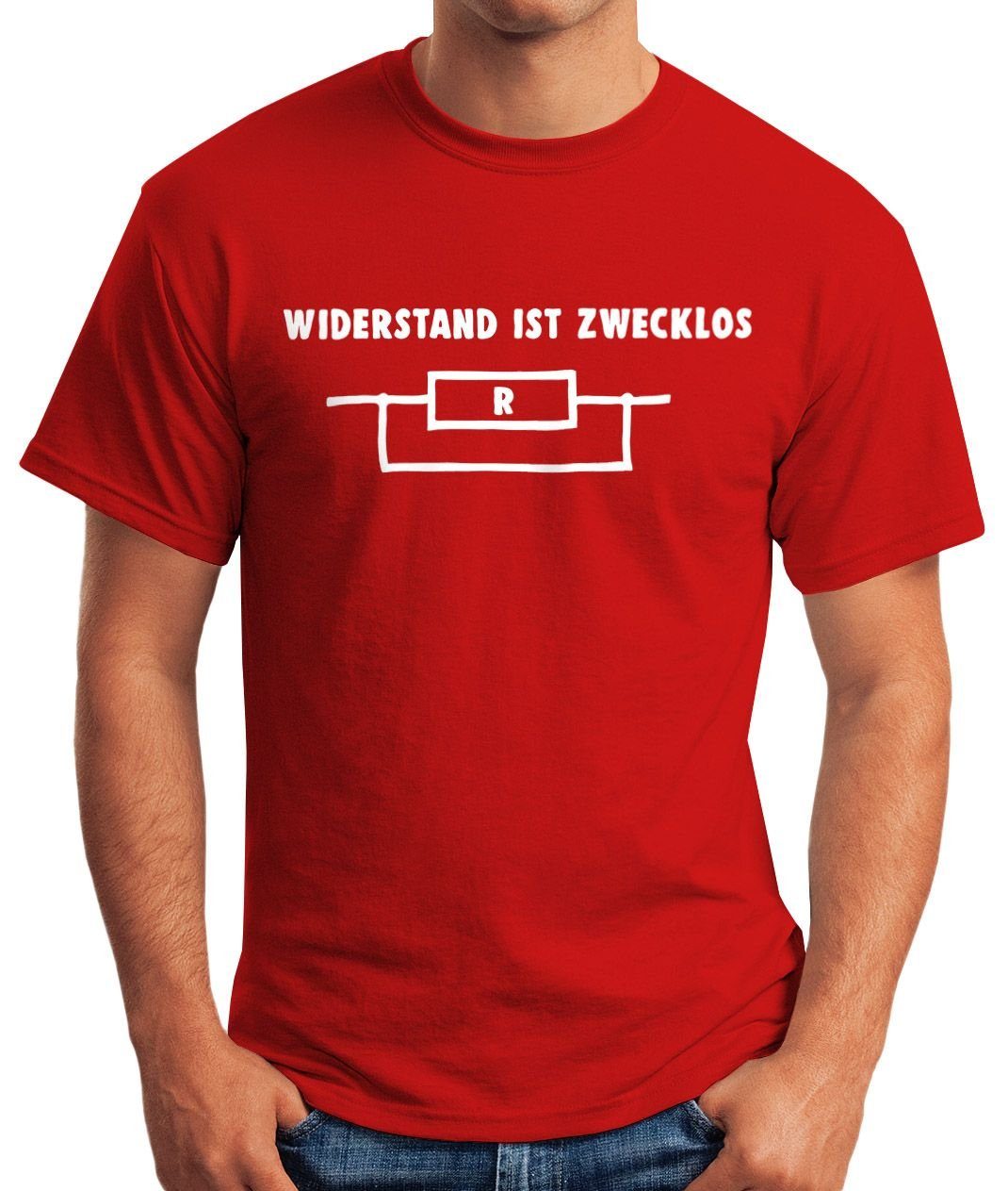 MoonWorks Moonworks® Print-Shirt zwecklos ist mit rot Shirt T-Shirt Herren Print Widerstand