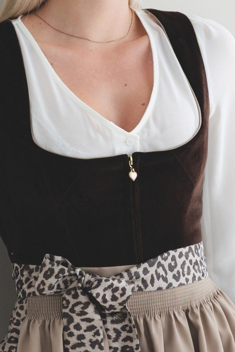 Alpenfee Tracht Dirndl Samt Dirndl 2tlg. - LEONTINA - braun