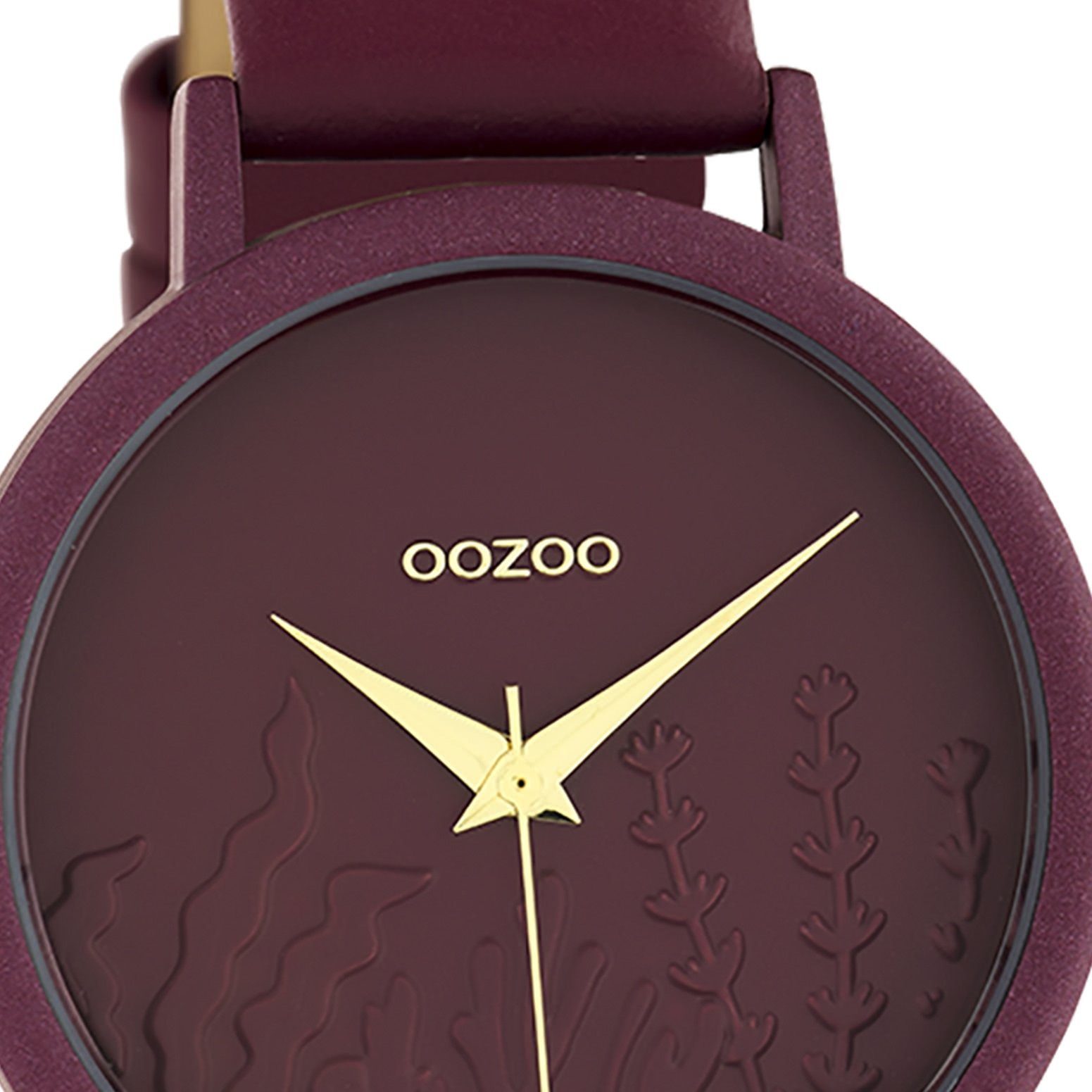 Timepieces (ca. mittel Damenuhr Lederarmband, Fashion-Style OOZOO Damen rund, Quarzuhr 35mm) Oozoo Analog, Armbanduhr