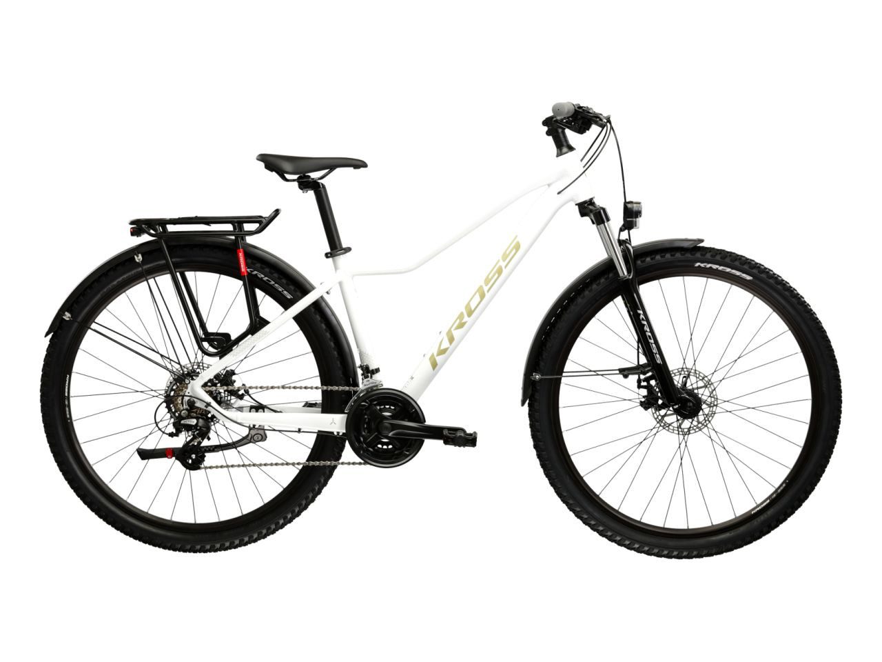 Kross Mountainbike Lea 2.0 weiß 21 Gänge mit Beleuchtung, 21 Gang Shimano ALTUS M310 Schaltwerk, Kettenschaltung