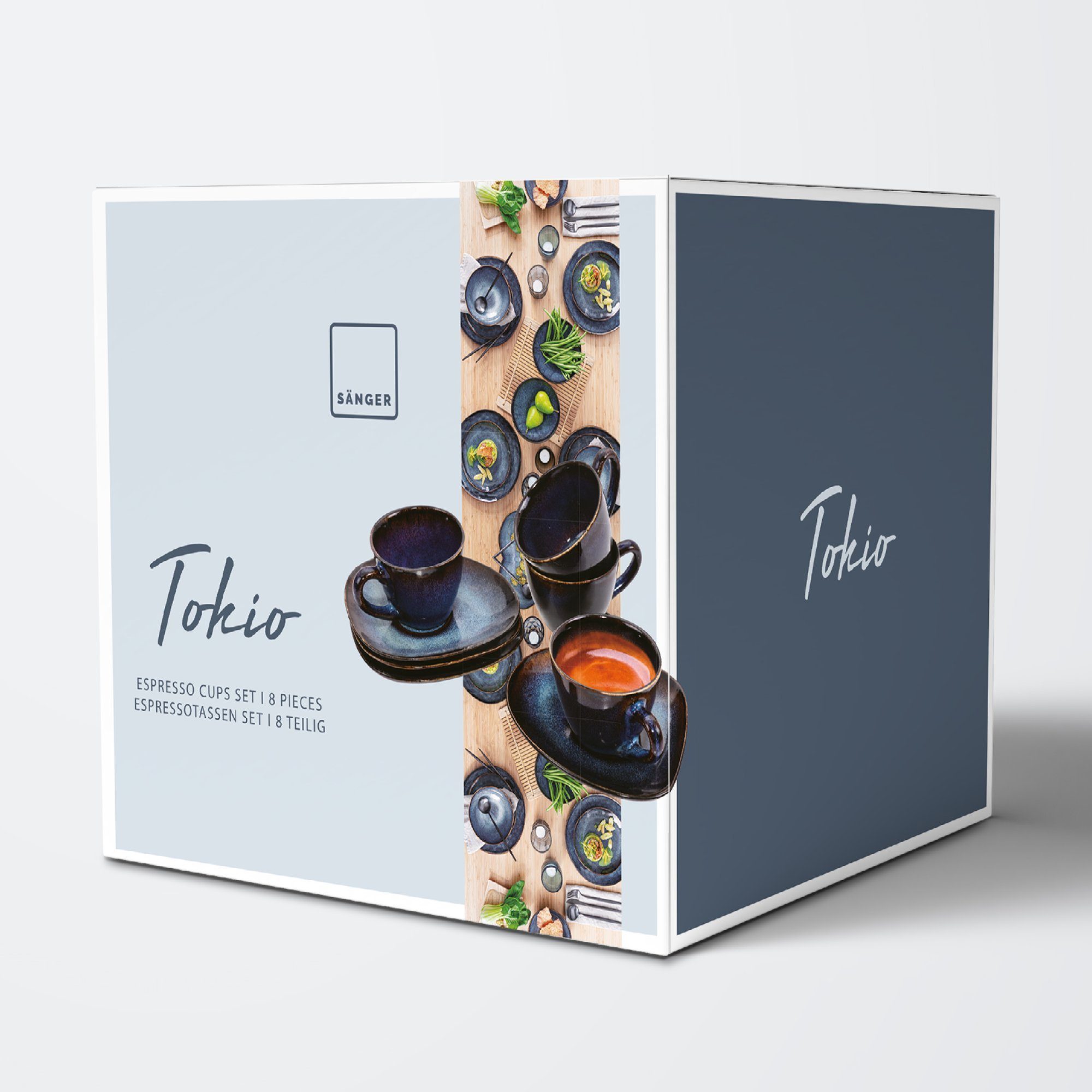 SÄNGER Espressotasse Tokio, Steingut, Blau Schwarz, Handmade, Premium Collection