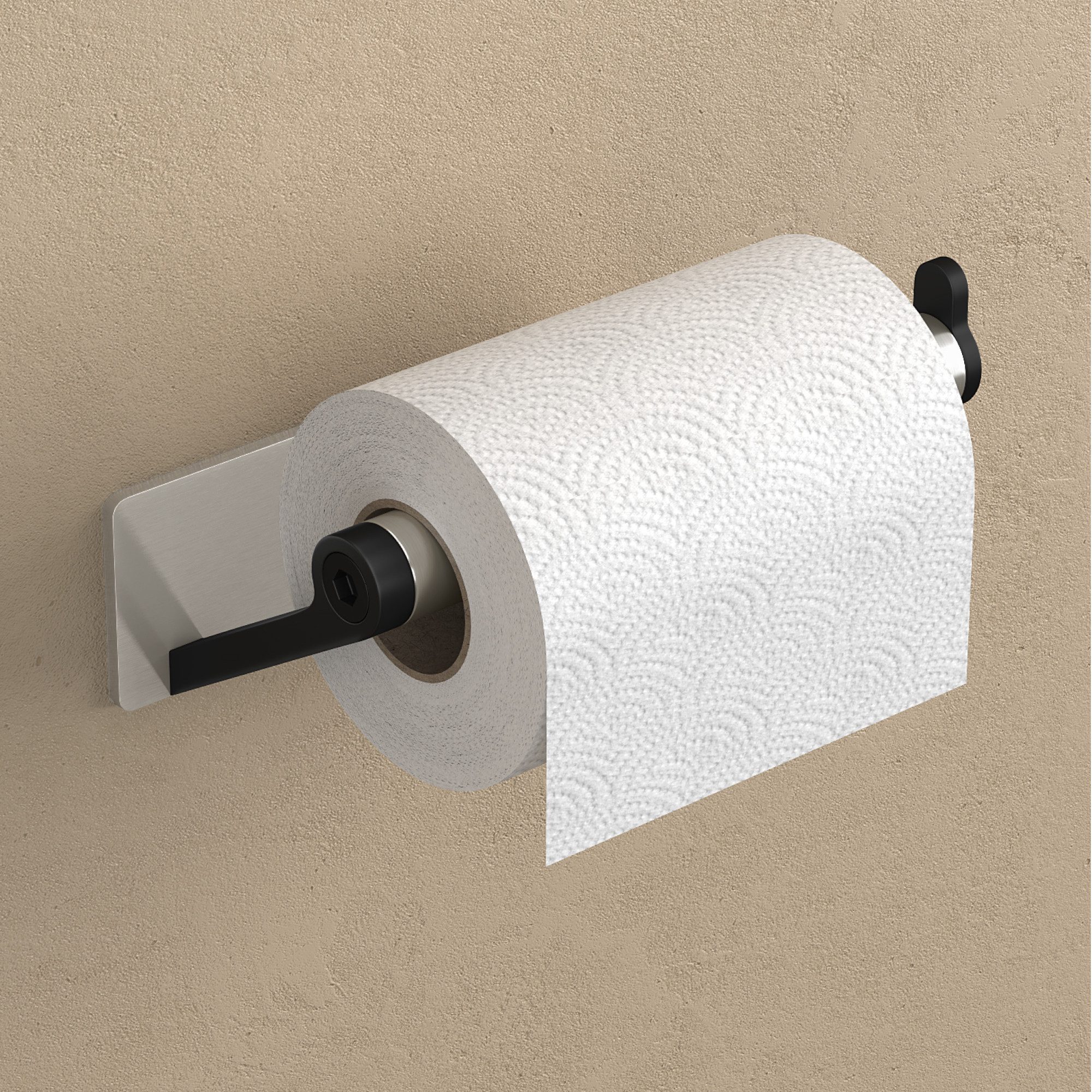 doporro Toilettenpapierhalter Klopapierhalter moderner Klorollenhalter aus Edelstahl Lino-02, seitlichen Haken, bohrfreie Montage – Bild 2 von 5