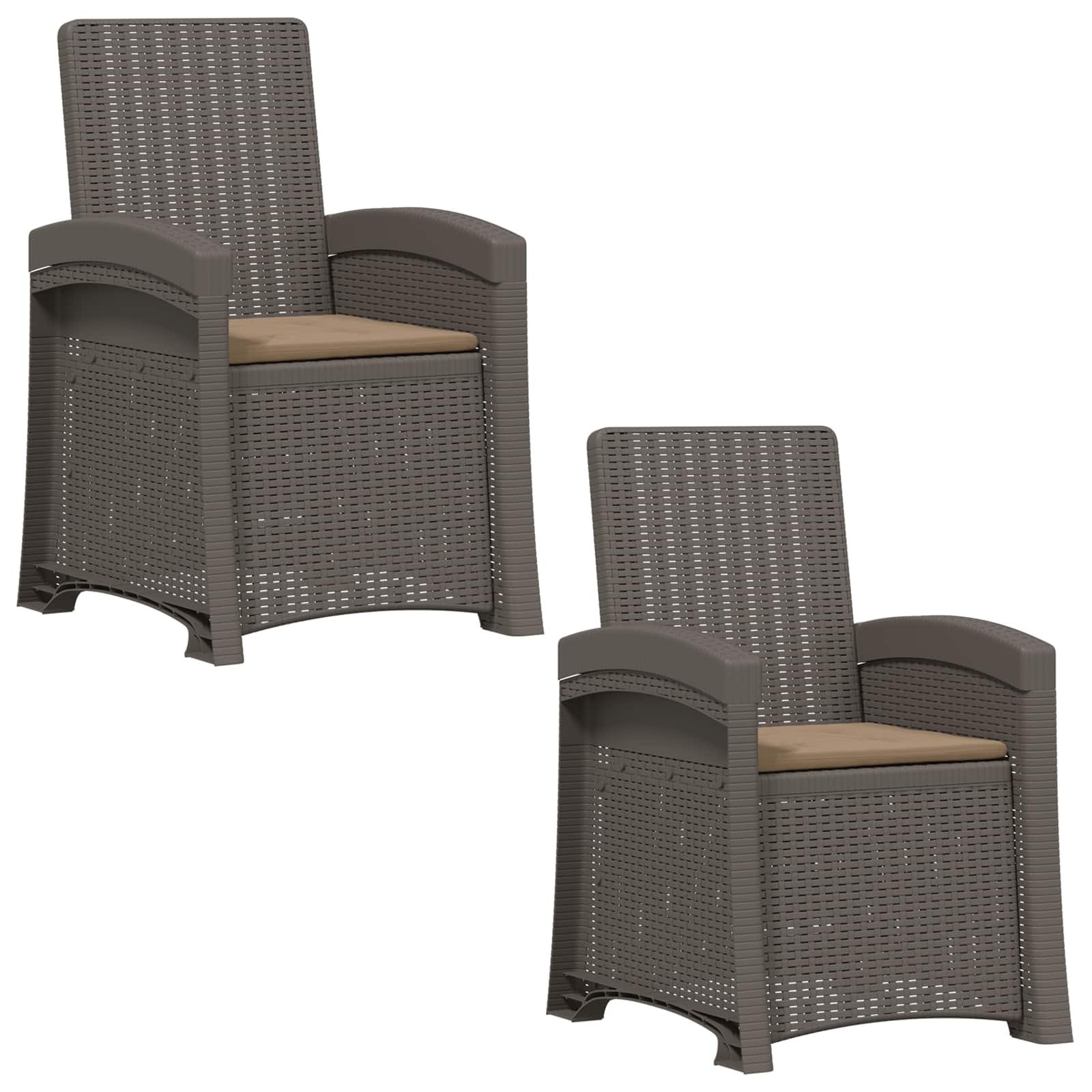 vidaXL Gartenstuhl Liegesessel Garten Rattan-Optik 2 Stk. Hellgrau und Taupe PP (2 St)