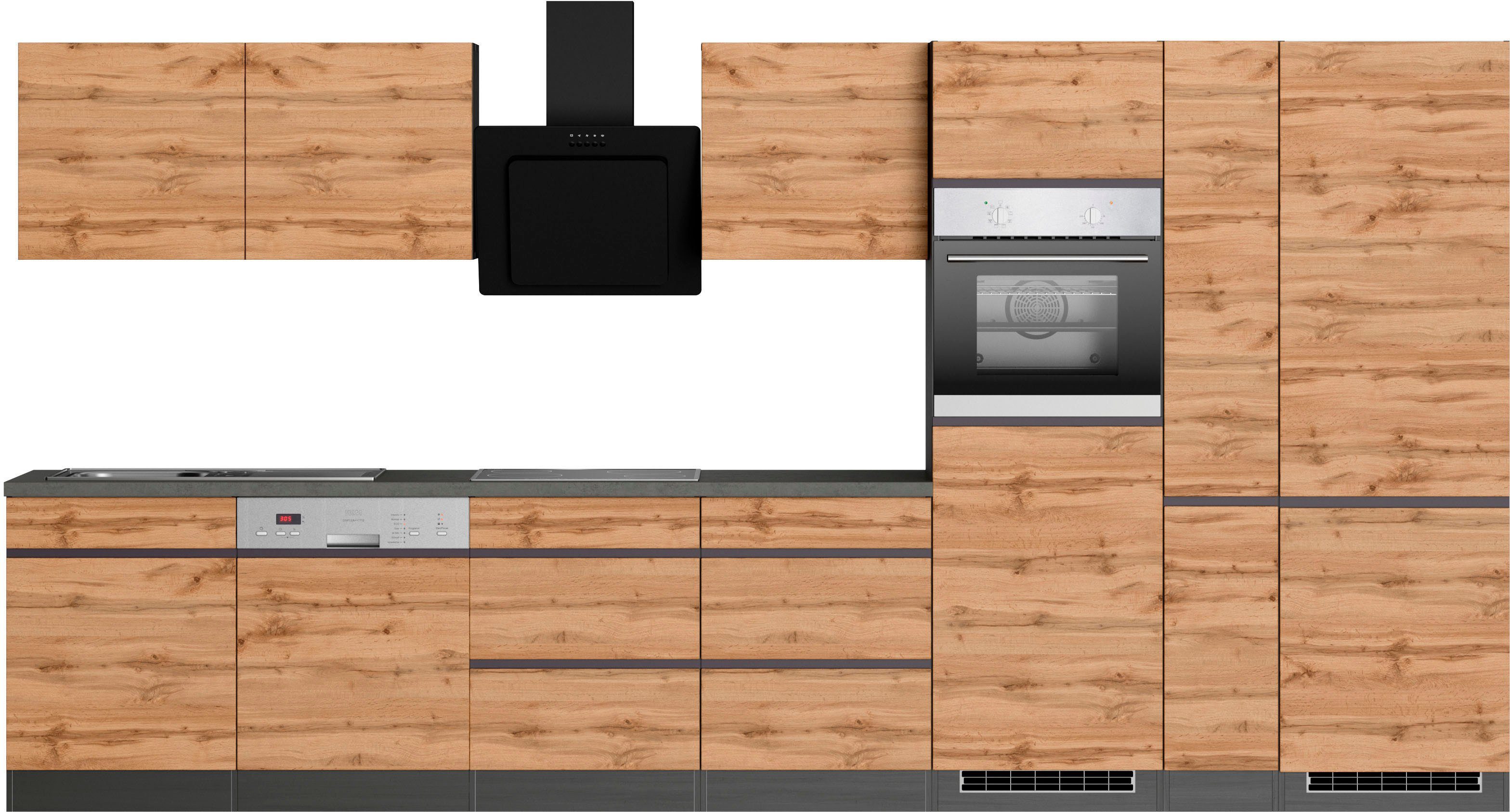 KOCHSTATION Küchenzeile KS-Riesa, Stellbreite 390 cm, wahlweise mit Induktionskochfeld