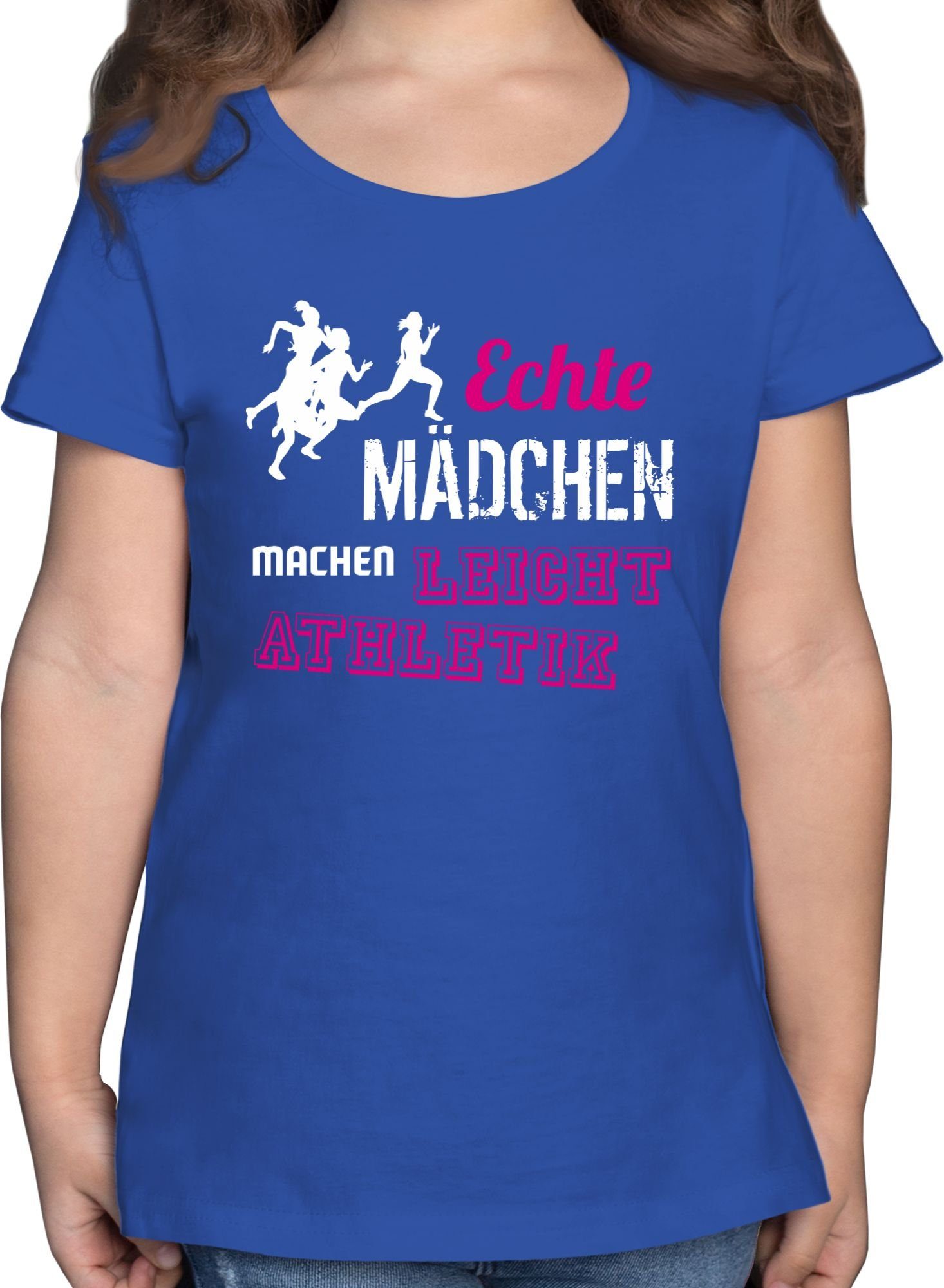 Shirtracer T-Shirt Echte Mädchen machen Leichtathletik Kinder Sport Kleidung 2 Royalblau