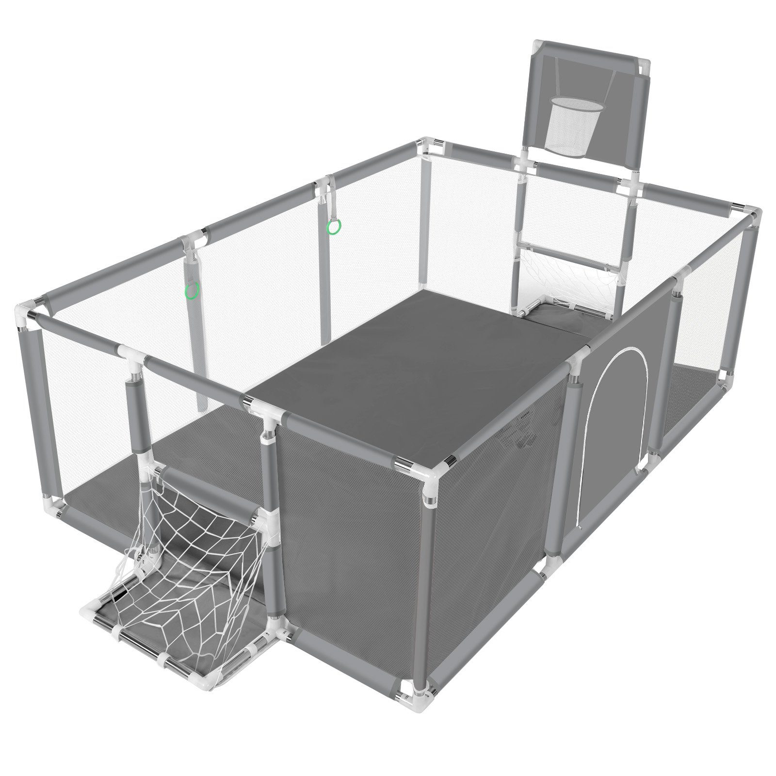 Comomy Laufstall, Baby Schutzgitter mit Basketball und Fußball-Netz 181x122 günstig online kaufen