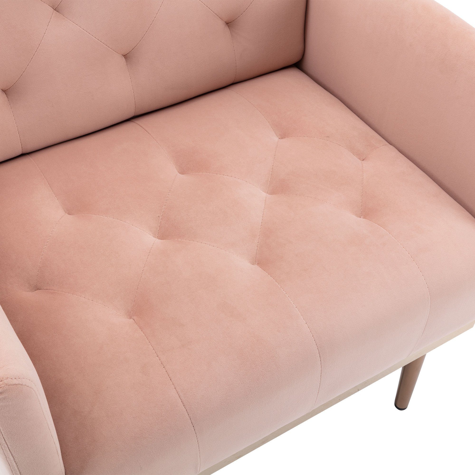 Moderner Füßen Samt Luxus-Vintage Rosa, Super Lesesessel (DZF838PK Solu Relaxsessel Sofa), Loungesessel Goldenen 1-St., mit