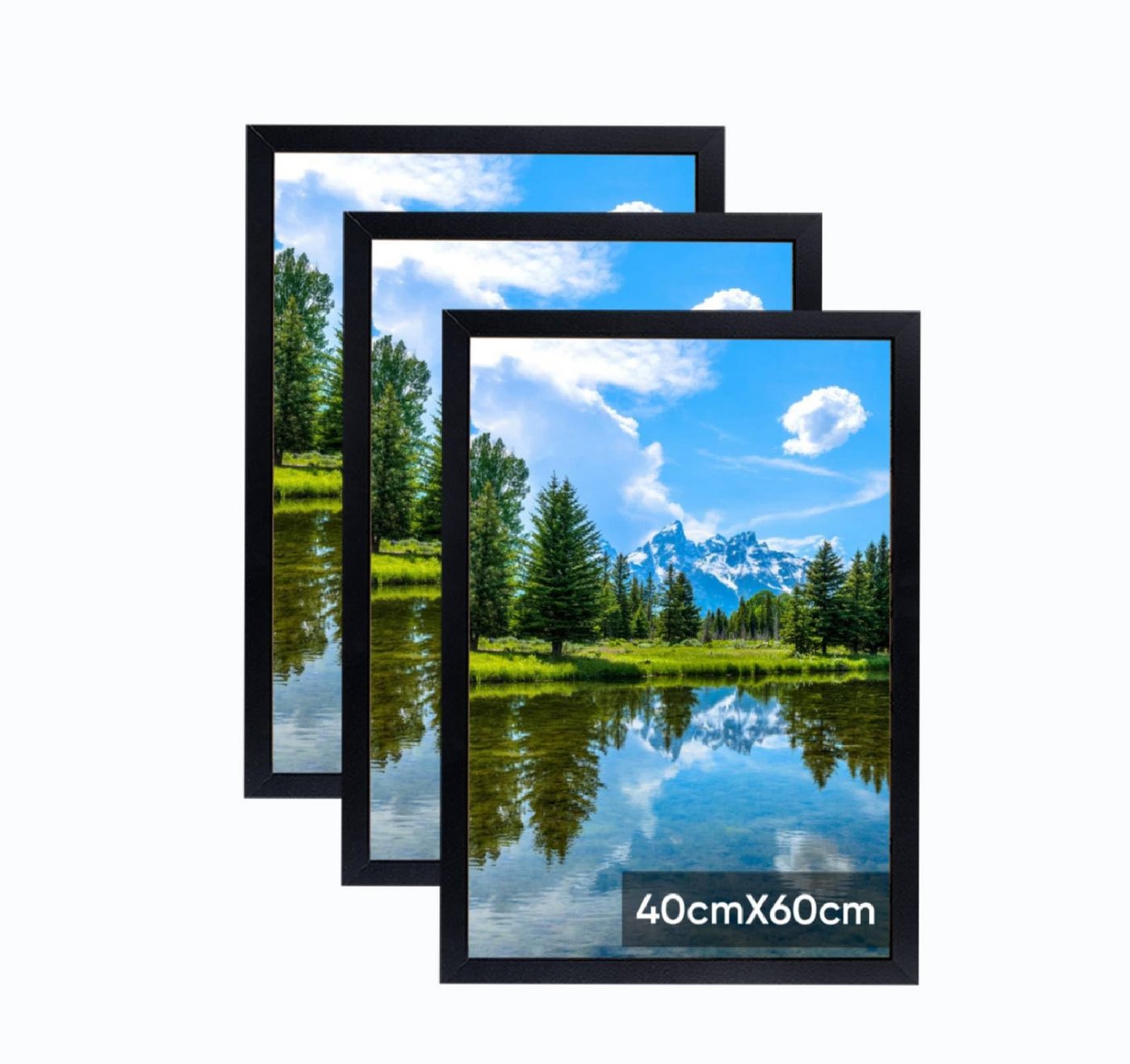 lindahandel Bilderrahmen MDF Bilderrahmen 3er Set modern mit Acrylglas,Für Puzzle Fotos&Poster, Posterrahmen 40x60 cm zum Aufhängen mit bruchsicherem Acrylglas