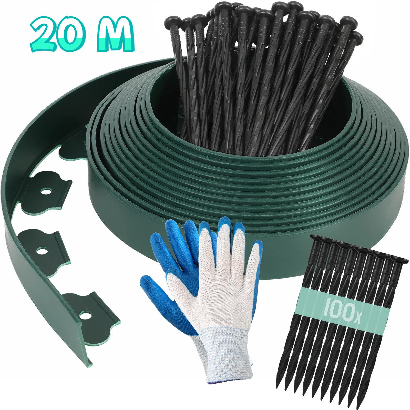 TLGREEN Rasenkante Mähkante Gartenzaun, 20m Flexible Rasenkante aus Kunstst günstig online kaufen