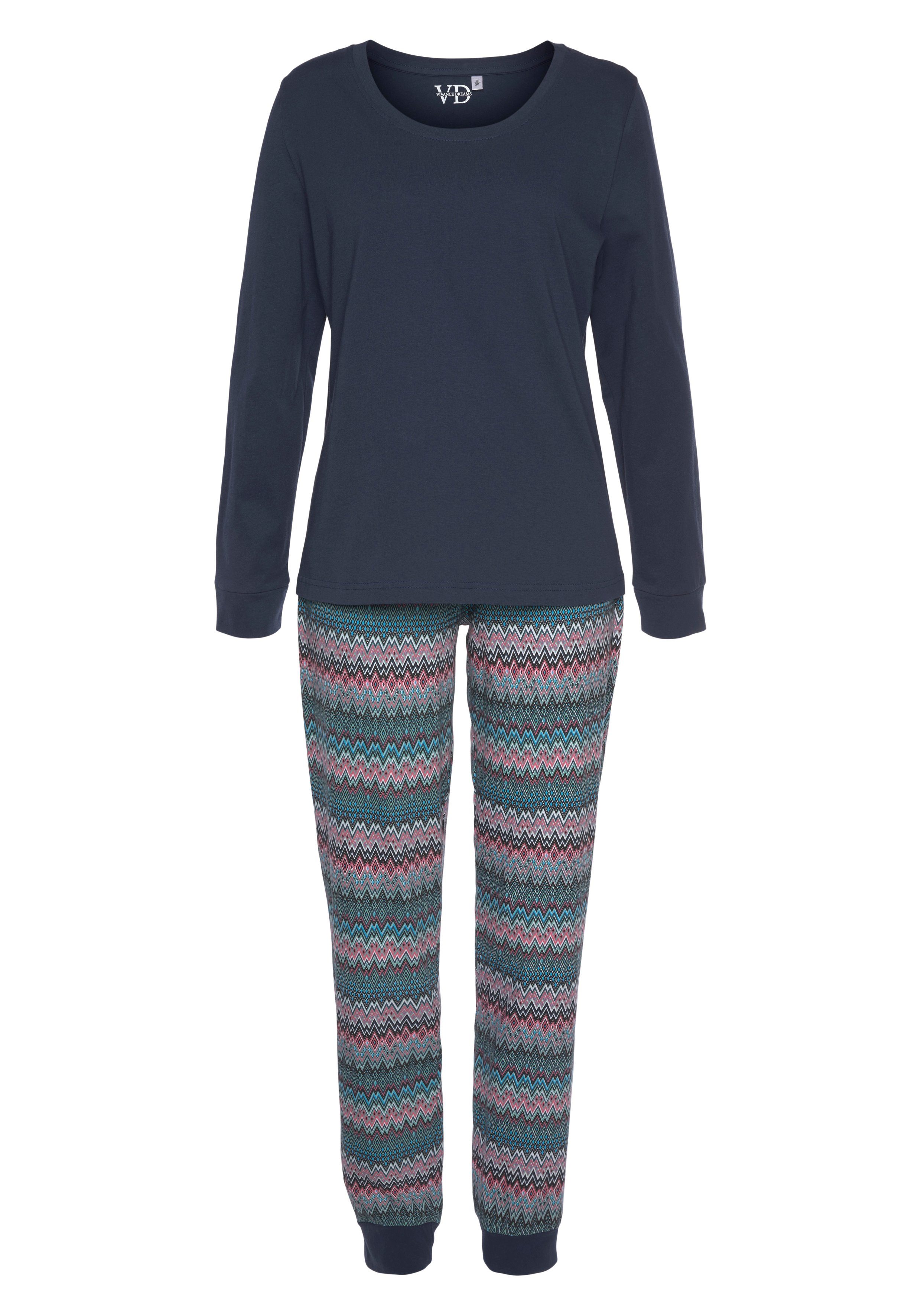Vivance Dreams Pyjama (2 tlg) mit buntem Zick-Zack-Muster günstig online kaufen