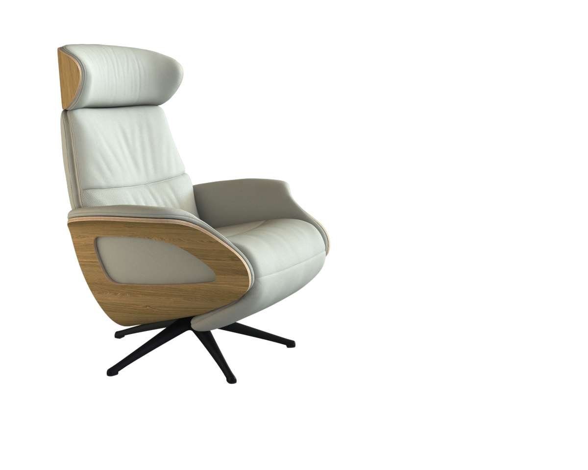 FLEXLUX Relaxsessel Clement elektrischer Funktionsessel, Größe M, Rücken & Fußteil elektrisch, Akku, Arml. Eiche, Fuß schwarz