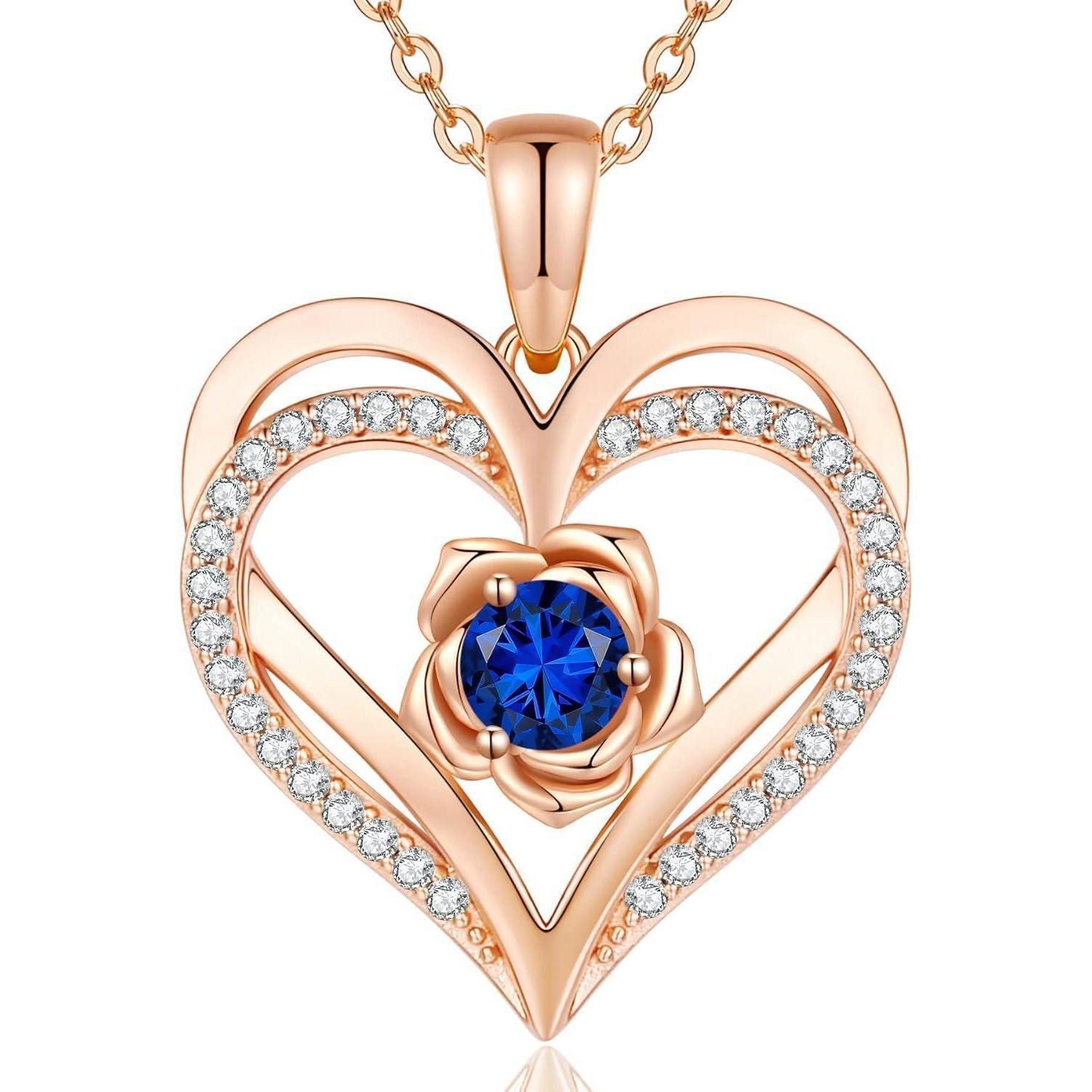 LuxusKollektion Herzkette Halskette Damen Rosegold Herz Silber 925 RoseGold Necklace-09